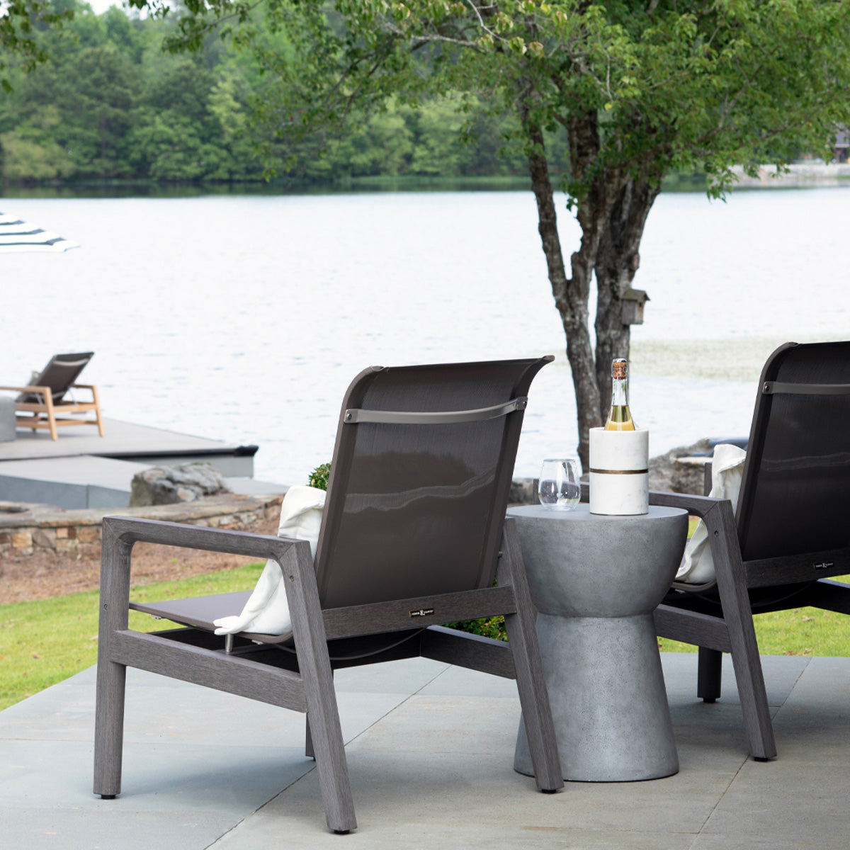 Lounge chair in afternoon spring sunlight