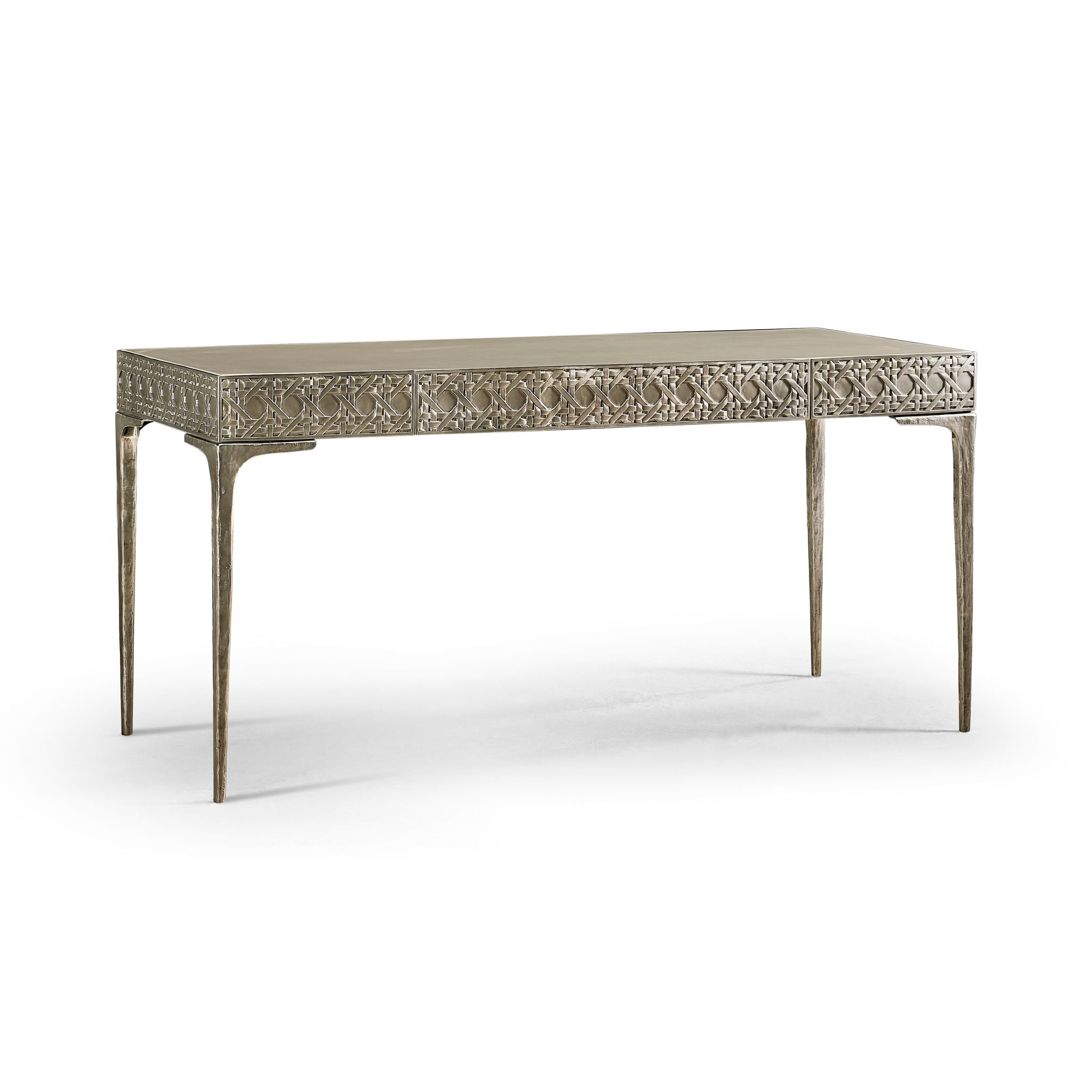 Jonathan Charles Cnoidal Cane Carved Metal Desk