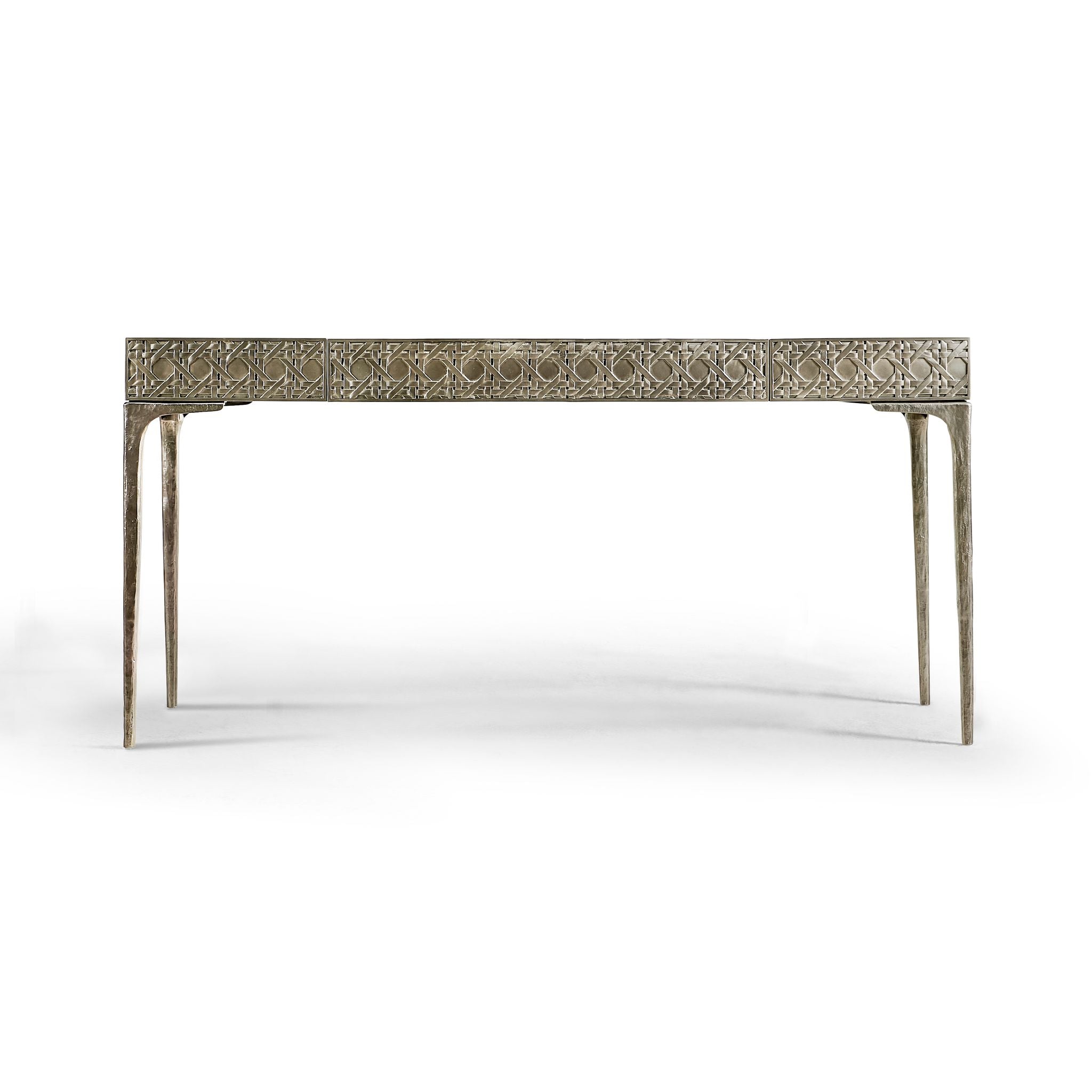 Jonathan Charles Cnoidal Cane Carved Metal Desk