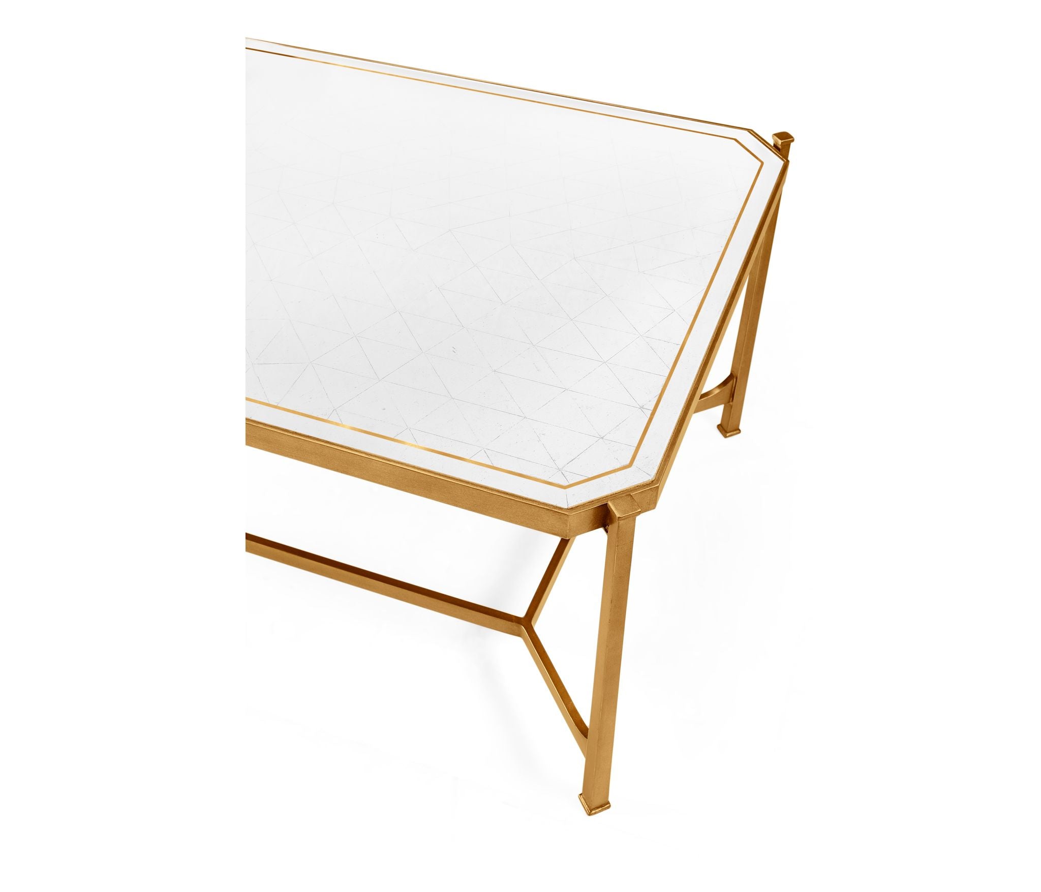 Jonathan Charles Eglomise&Gilded Iron Rect. Coffee Table