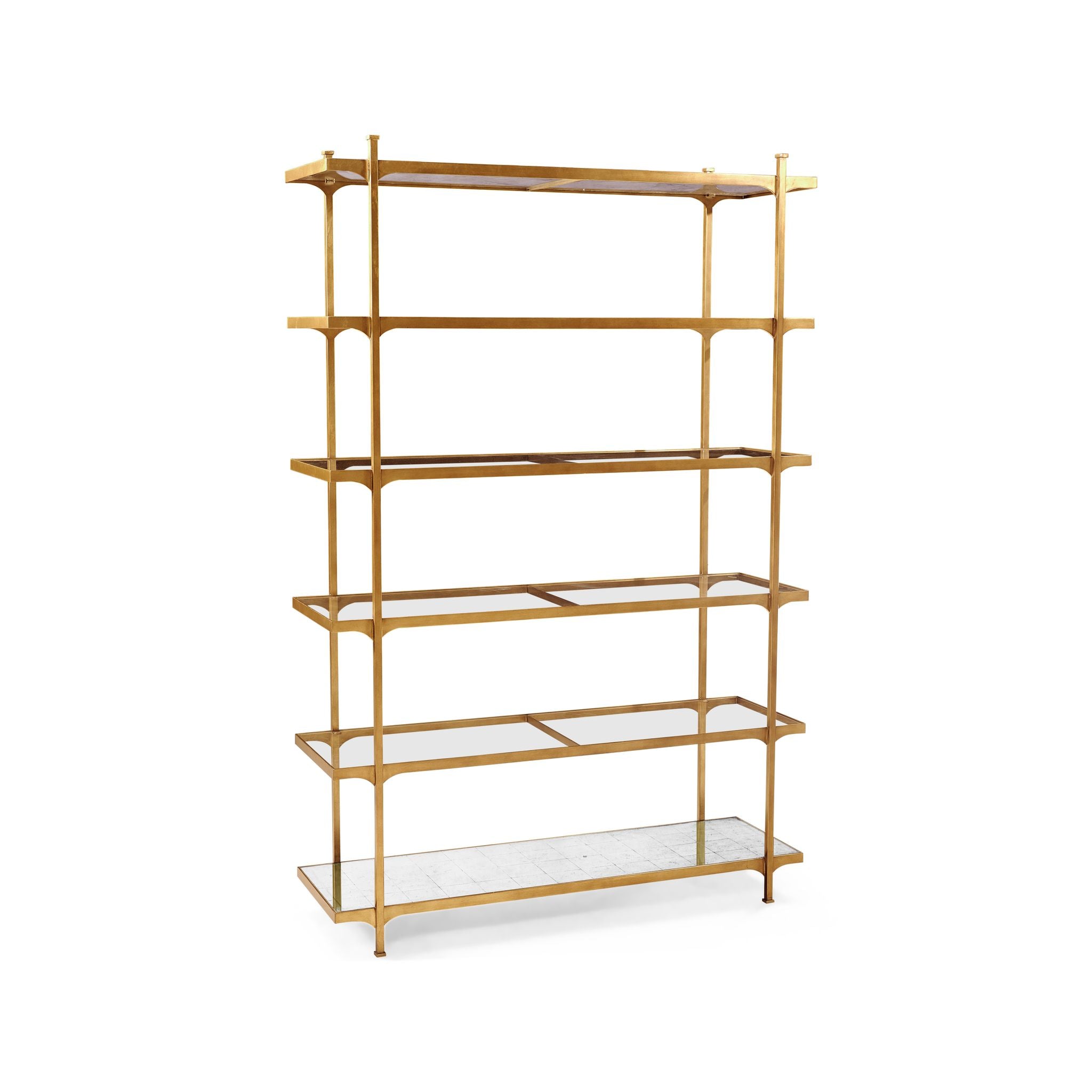 Jonathan Charles Eglomise & Gilded Iron Six-Tier Etagere