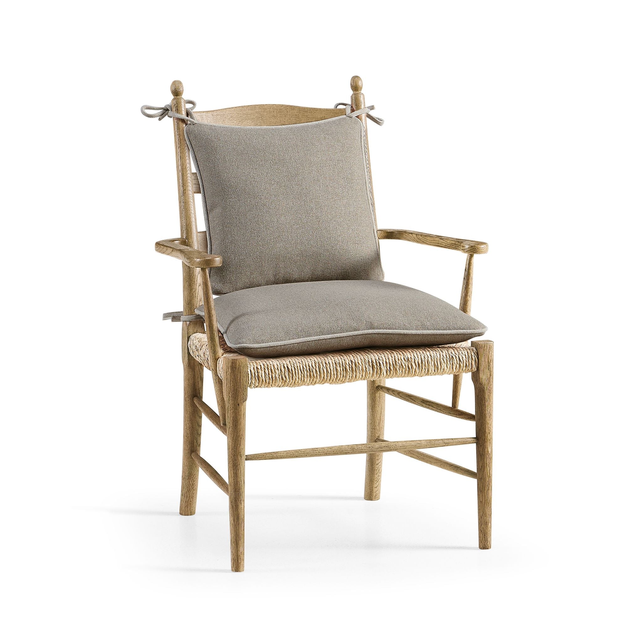 Jonathan Charles Doppler Ladder Back Arm Chair — Stripped Brown Chestnut