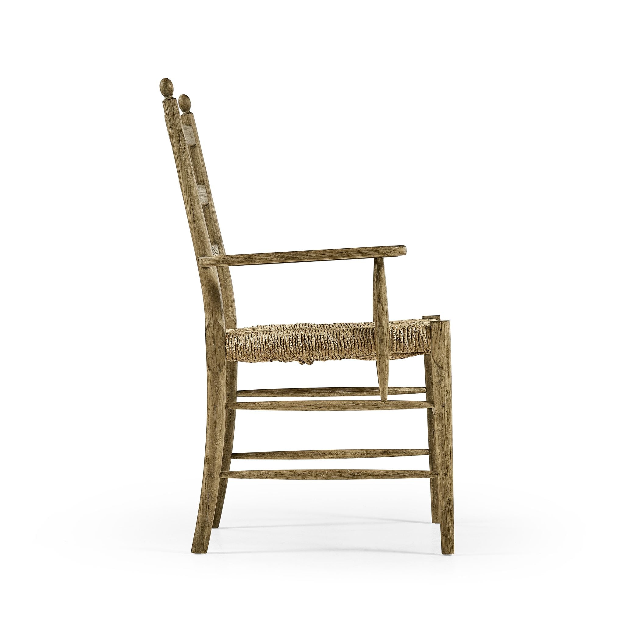 Jonathan Charles Doppler Ladder Back Arm Chair — Stripped Brown Chestnut