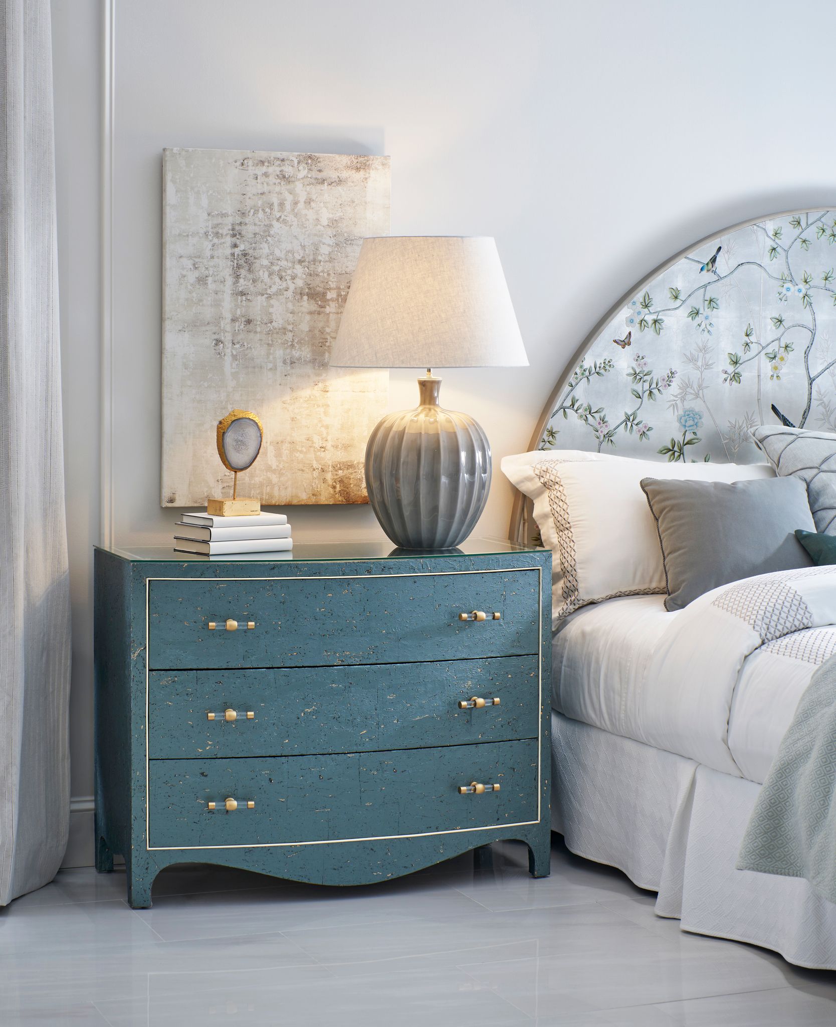 Jonathan Charles Shimmering Moon Half Round Panel Bed