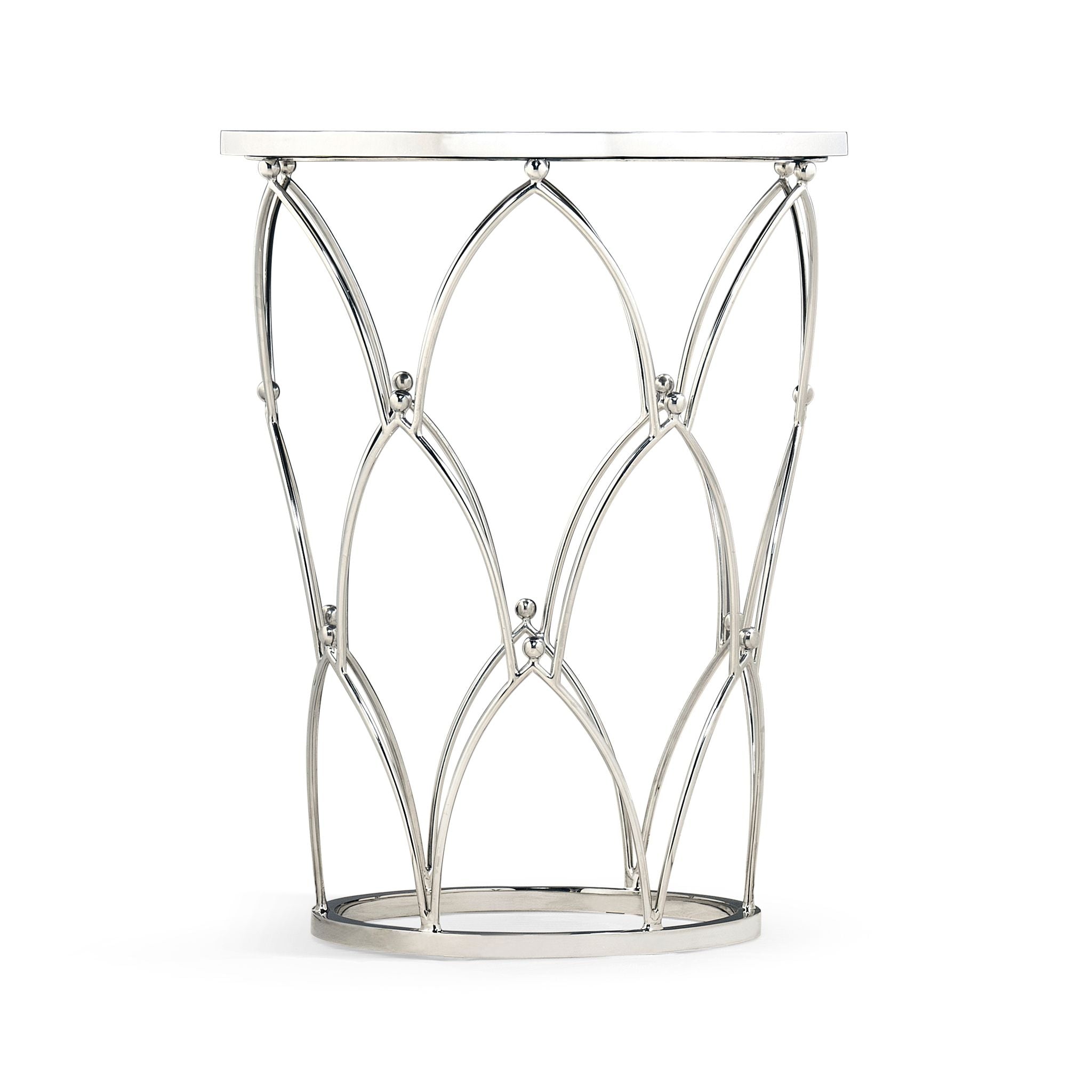 Jonathan Charles Feather Stainless Steel Round Side Table