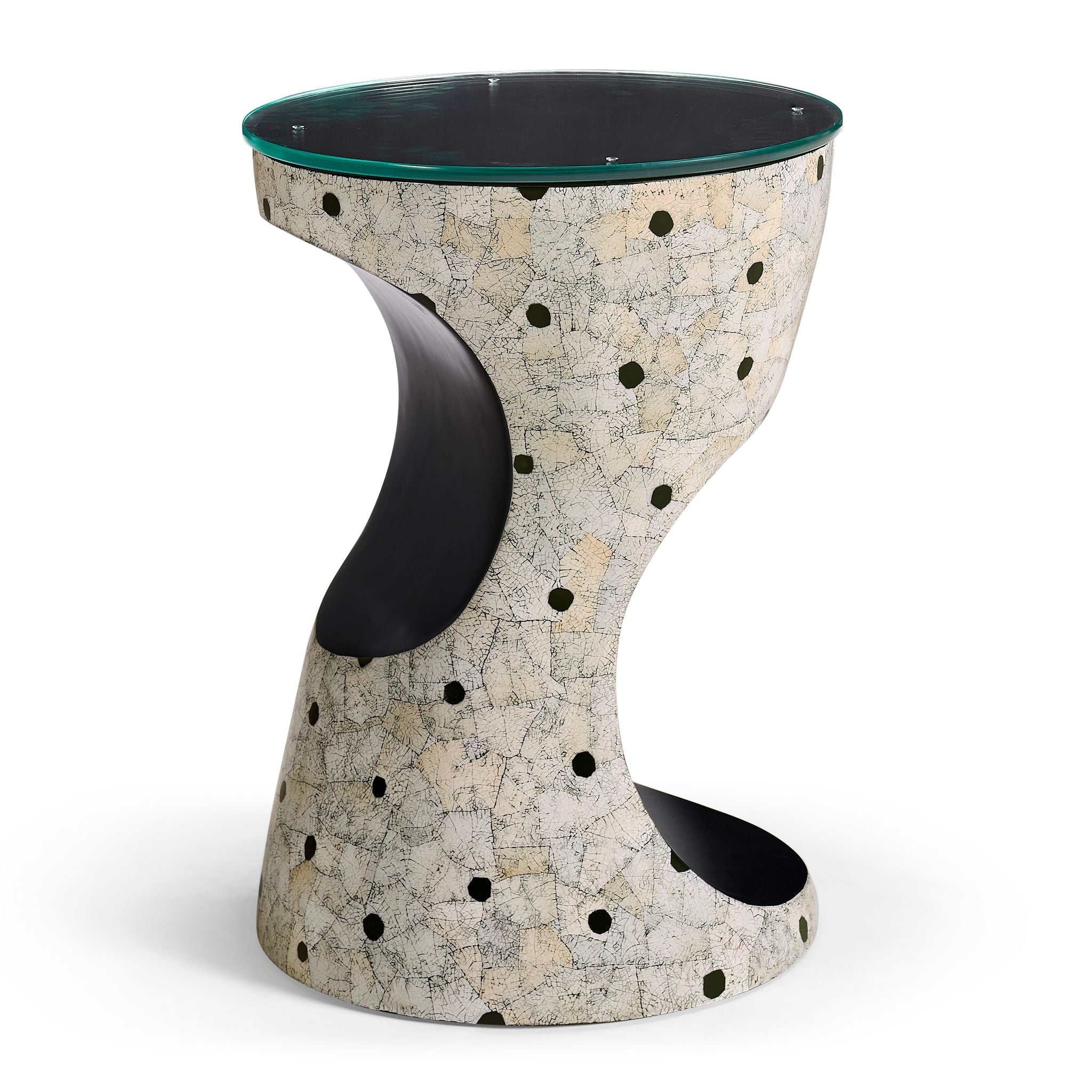 Jonathan Charles Dalmatian Eggshell Round Lamp Table