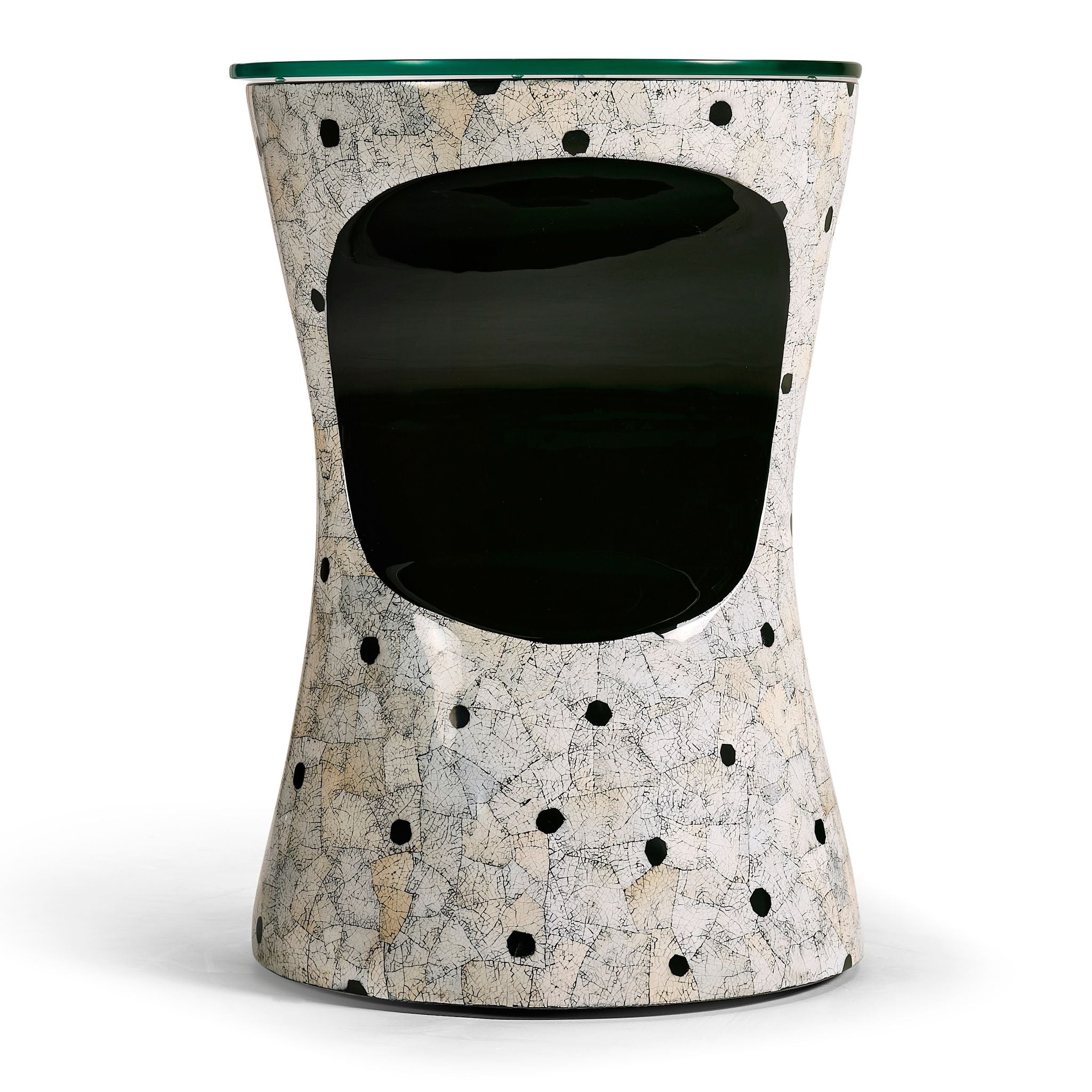 Jonathan Charles Dalmatian Eggshell Round Lamp Table