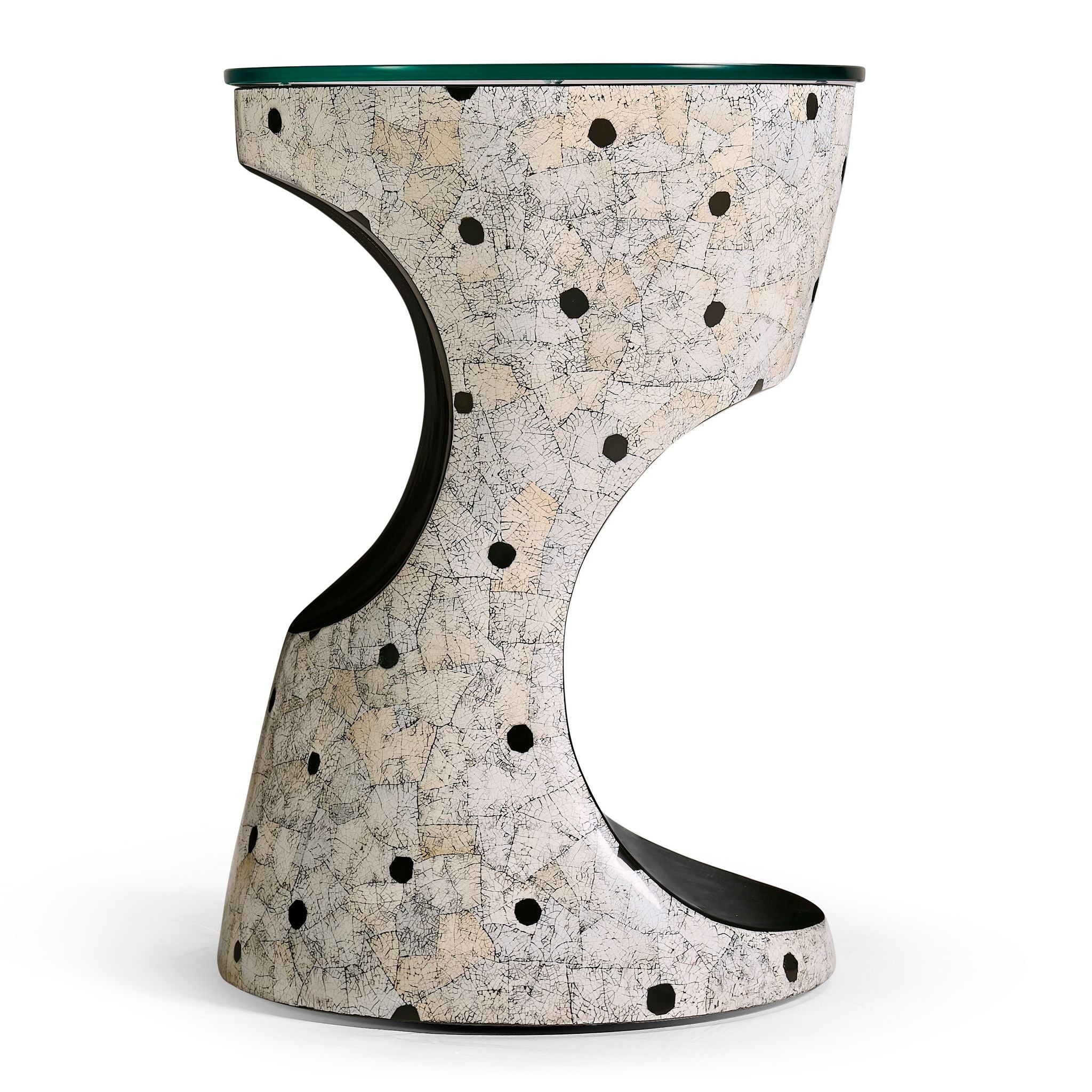 Jonathan Charles Dalmatian Eggshell Round Lamp Table