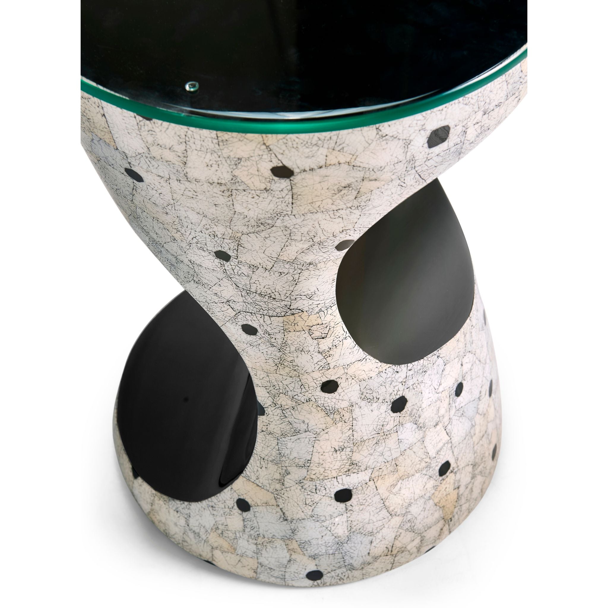 Jonathan Charles Dalmatian Eggshell Round Lamp Table