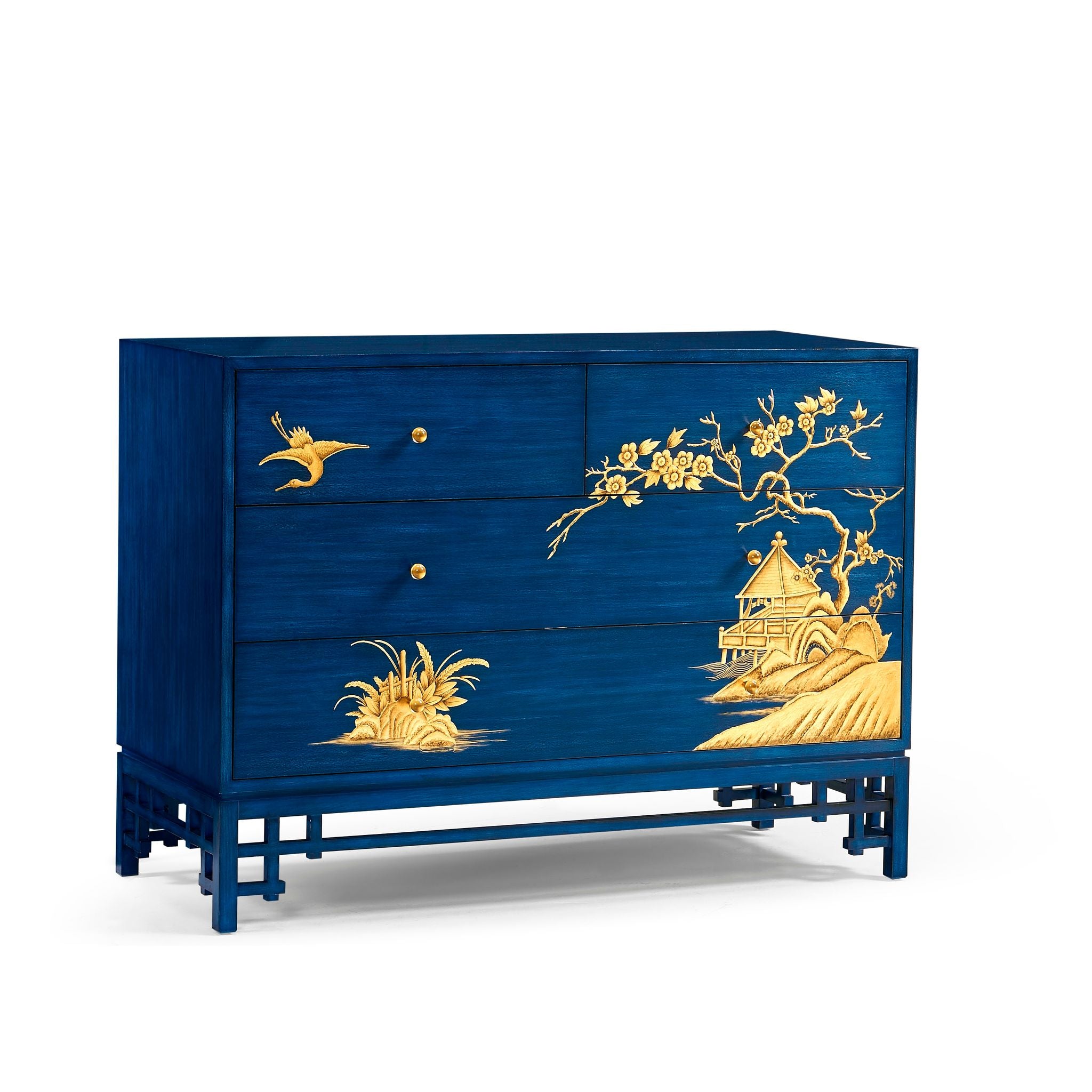 Jonathan Charles Chinoiserie-Antique Blue Chestof Drawers