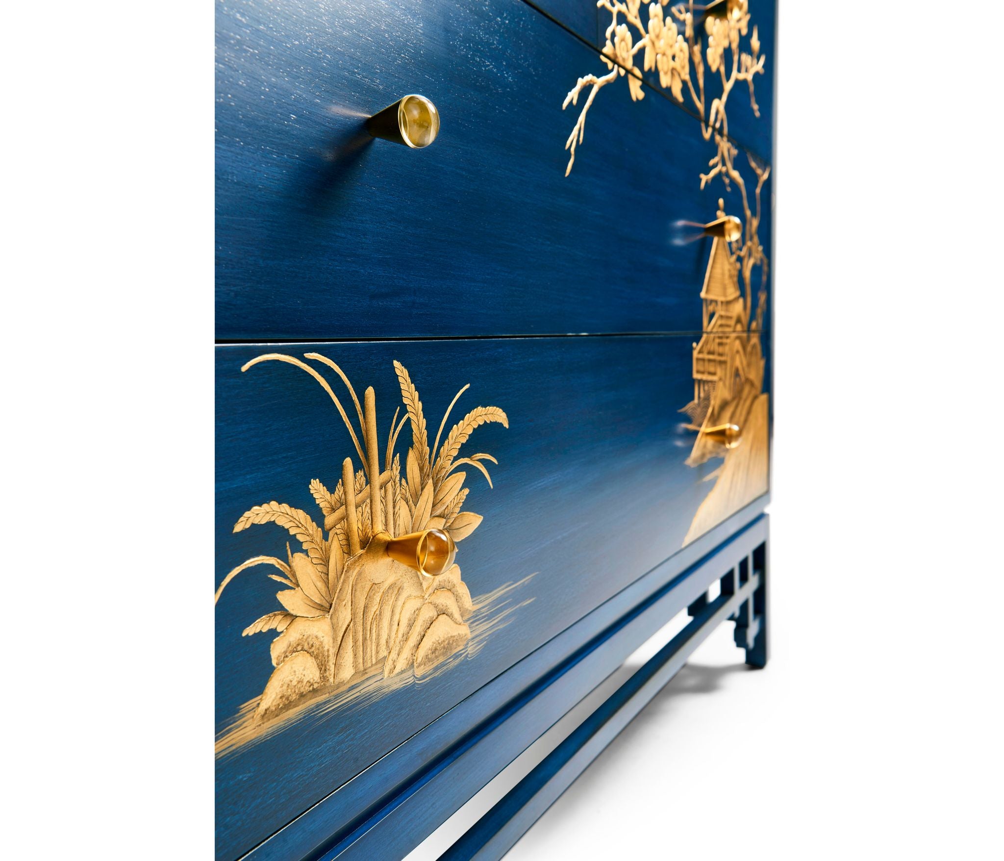 Jonathan Charles Chinoiserie-Antique Blue Chestof Drawers