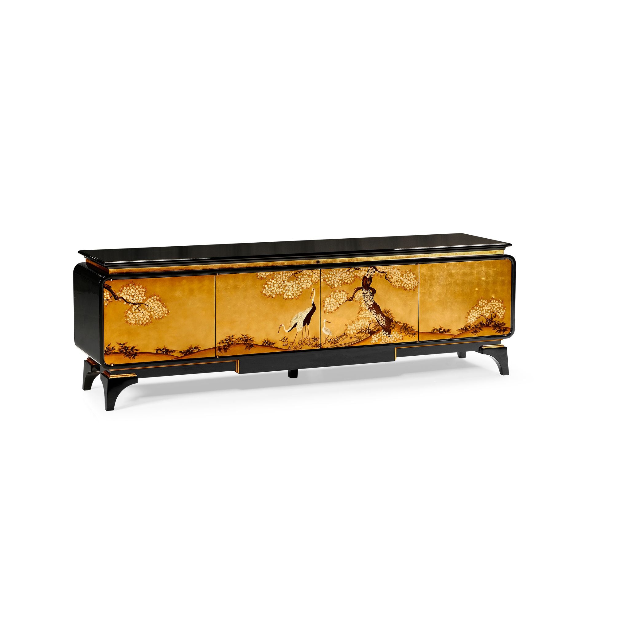 Jonathan Charles Modern Asian Smoky Black & Gold Cabinet