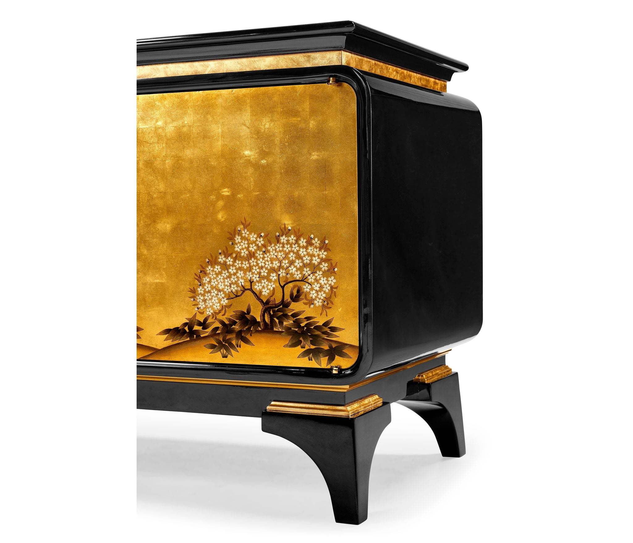 Jonathan Charles Modern Asian Smoky Black & Gold Cabinet