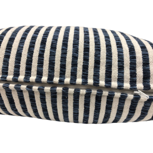 LR Home Ticking Stripe Pillow — Blue / White