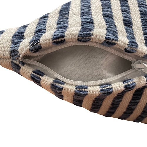 LR Home Ticking Stripe Pillow — Blue / White