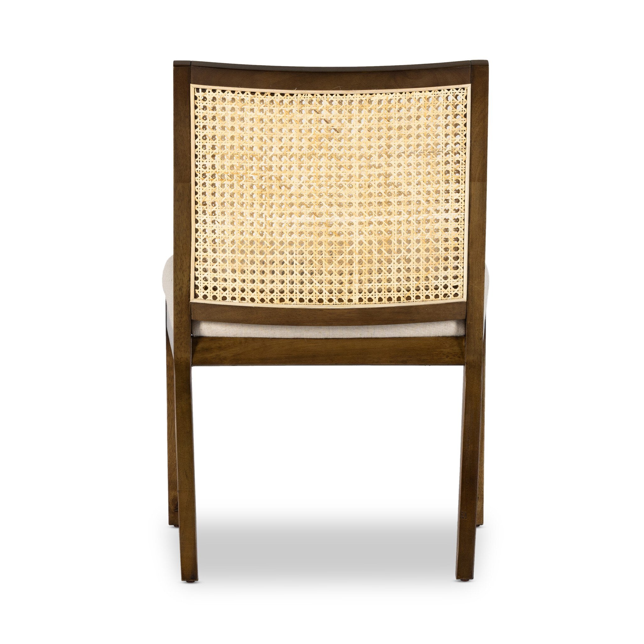 Four Hands Antonia Cane Armless Dining Chair — Toasted Parawood-Savile Flax-Light Natural Cane