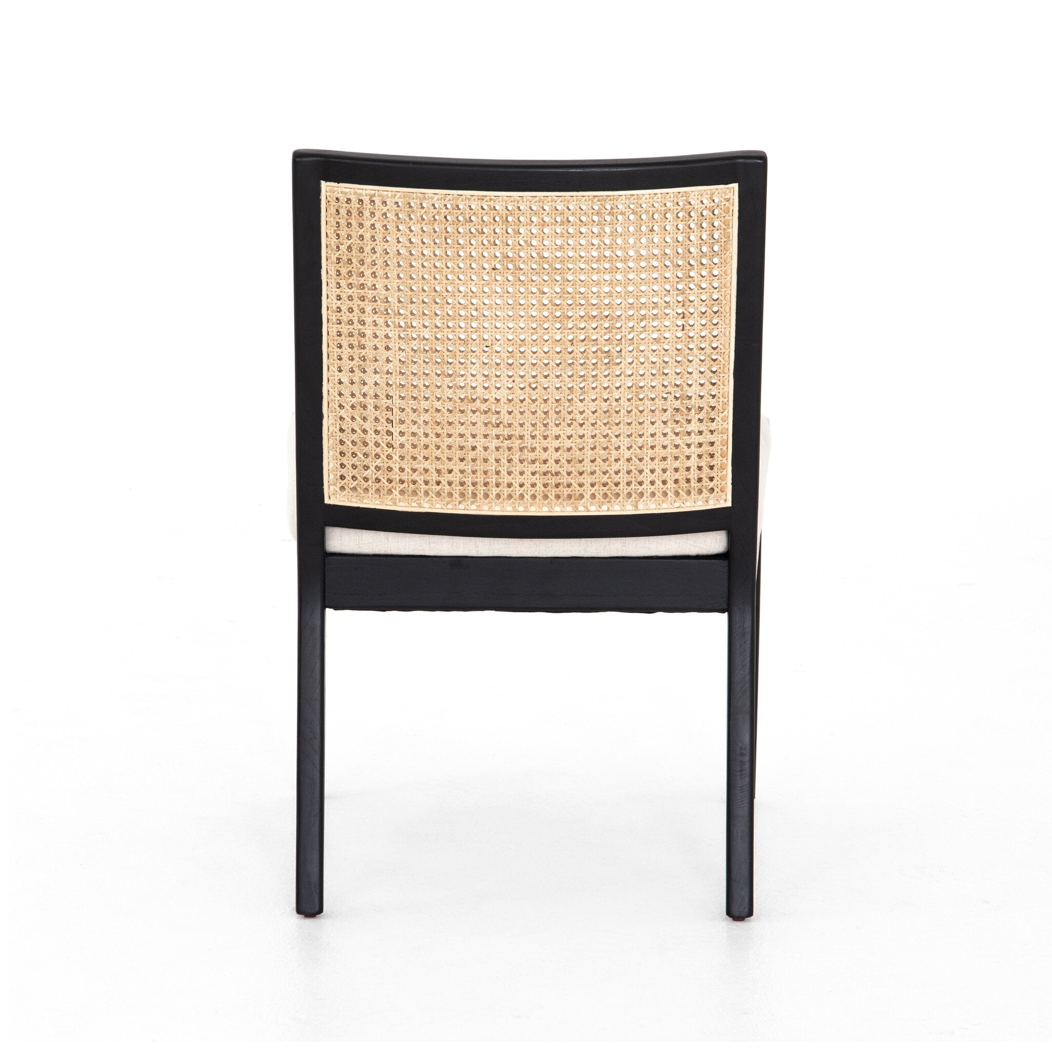 Four Hands Antonia Cane Armless Dining Chair — Savile Flax-Brushed Ebony-Light Natural Cane