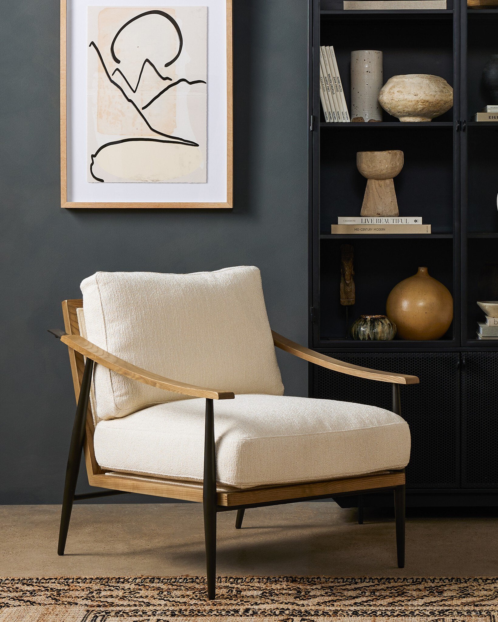 Four Hands Kennedy Chair — Kerbey Ivory-Toasted Ash Solid-Gunmetal