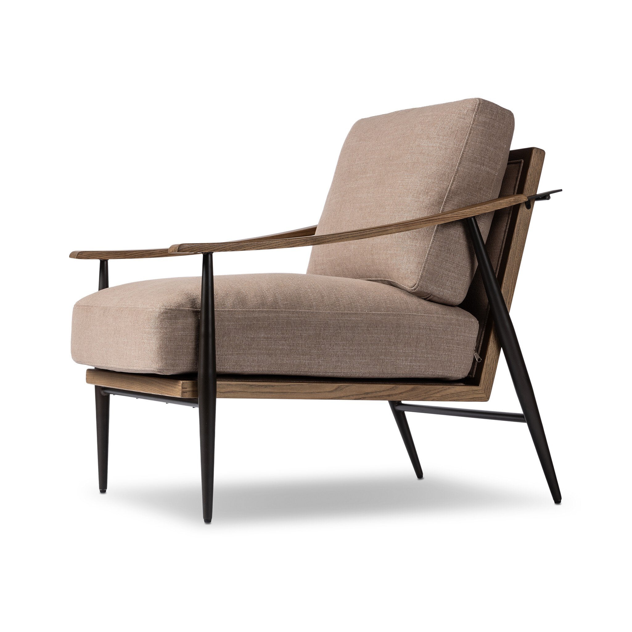 Four Hands Kennedy Chair — Crypton Nomad Taupe-Toasted Ash Solid-Gunmetal