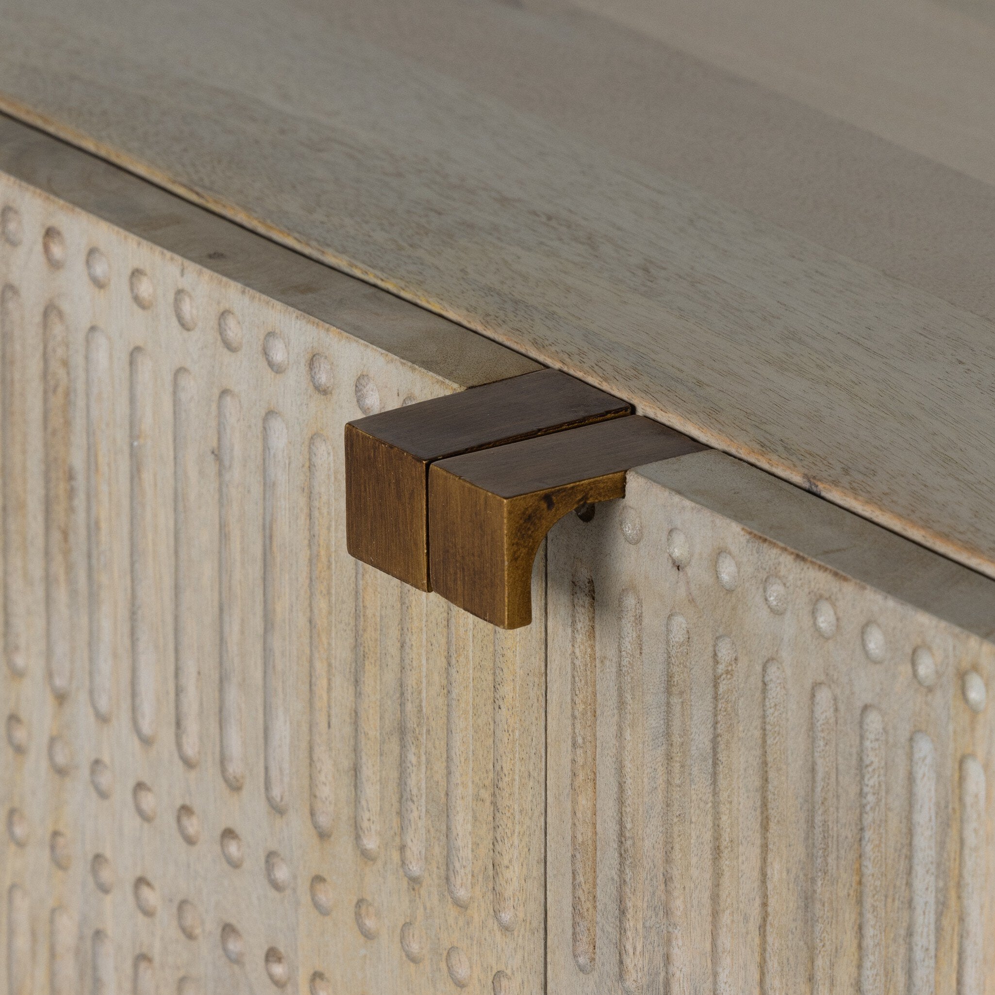 Four Hands Kelby Sideboard — Light Wash Carved Mango-Light Wash Mango-Gunmetal