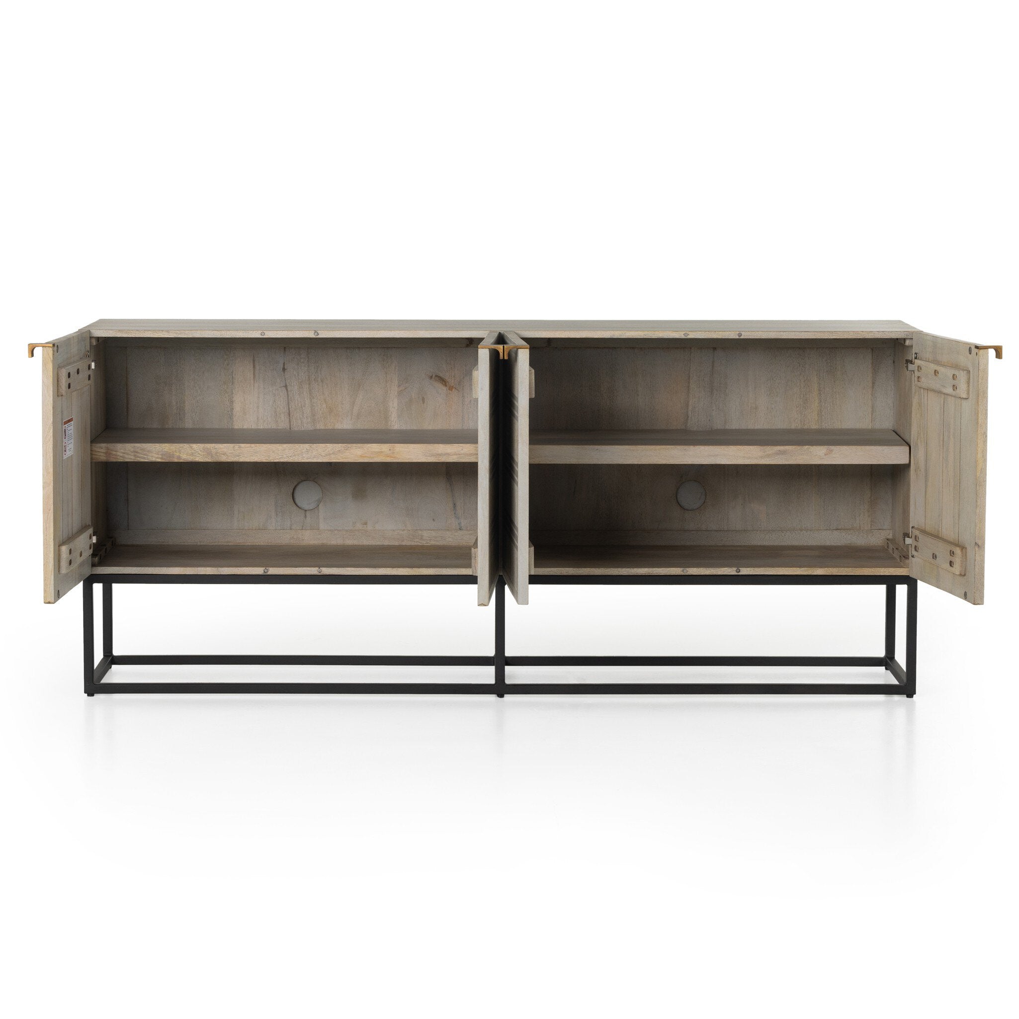 Four Hands Kelby Sideboard — Light Wash Carved Mango-Light Wash Mango-Gunmetal