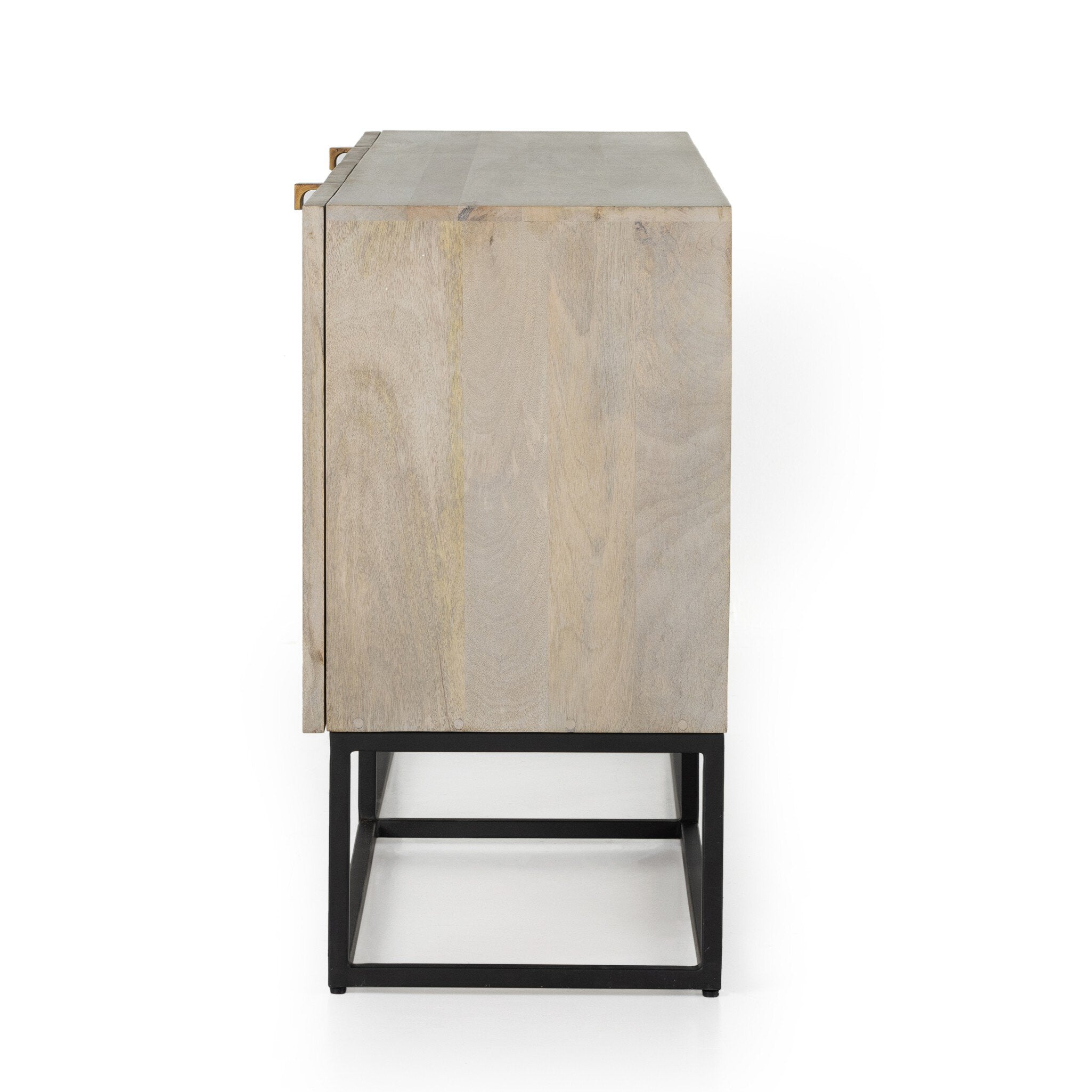 Four Hands Kelby Sideboard — Light Wash Carved Mango-Light Wash Mango-Gunmetal