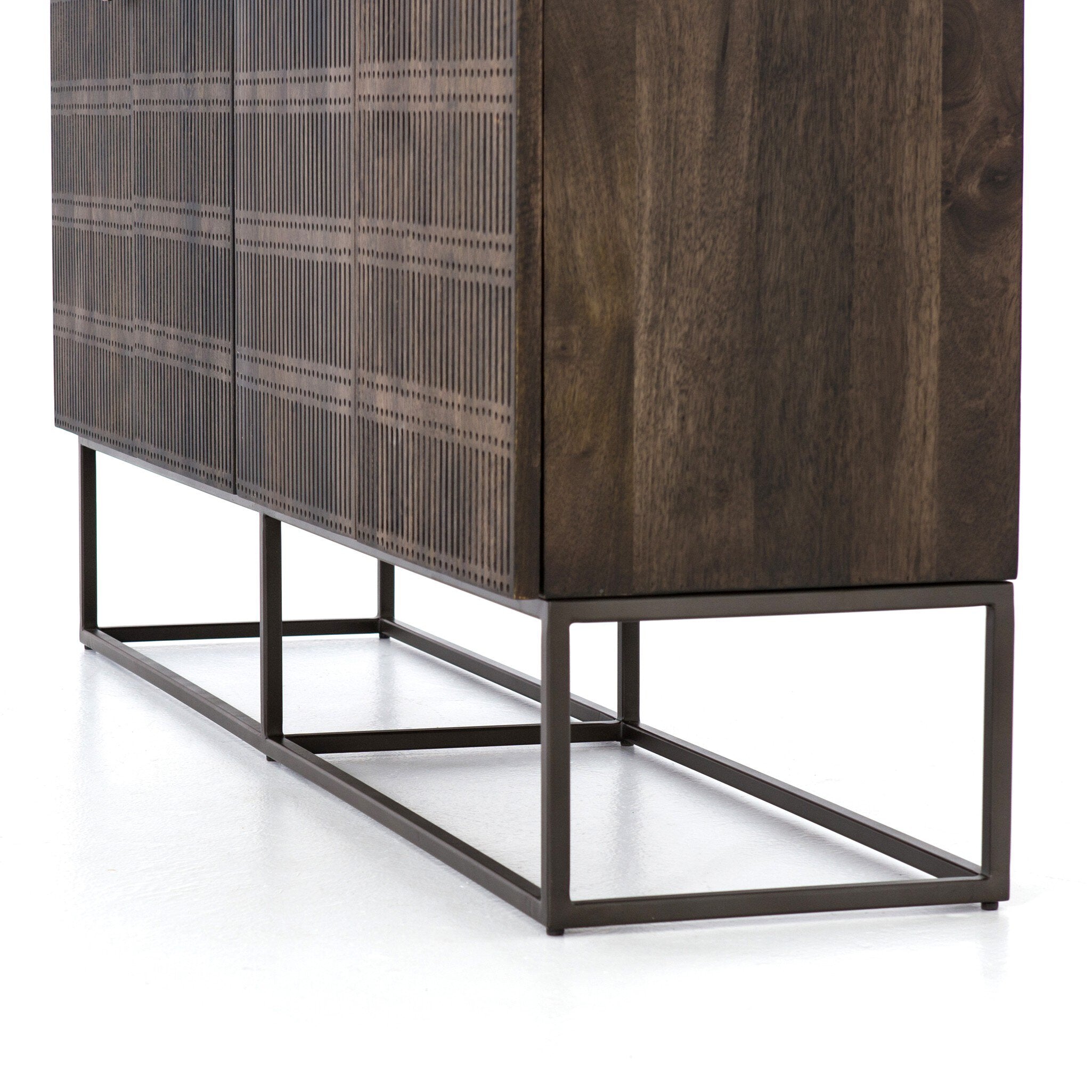 Four Hands Kelby Sideboard — Carved Vintage Brown-Vintage Brown-Gunmetal