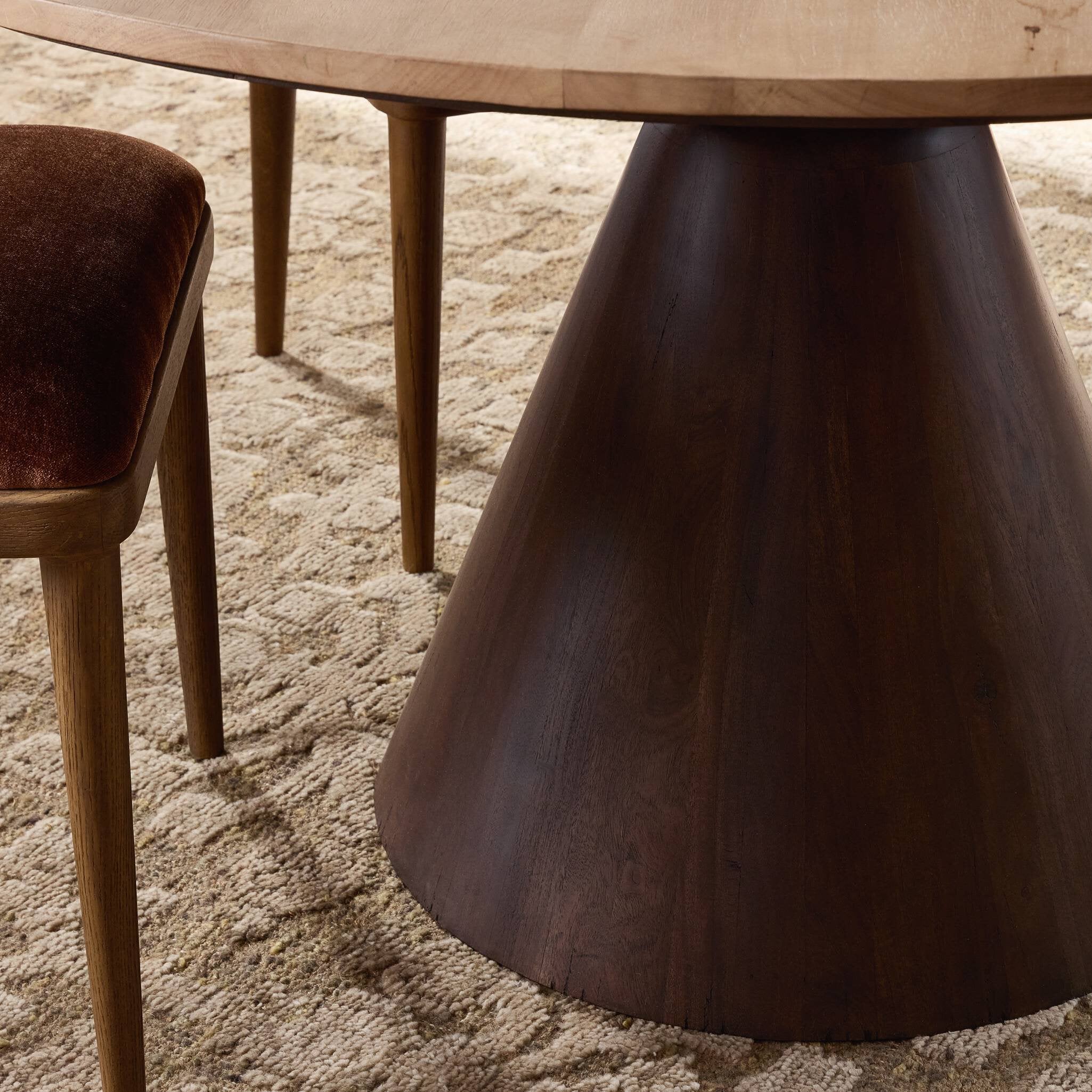 Four Hands Bronx Dining Table — Light Brushed Parawood-Dark Brown