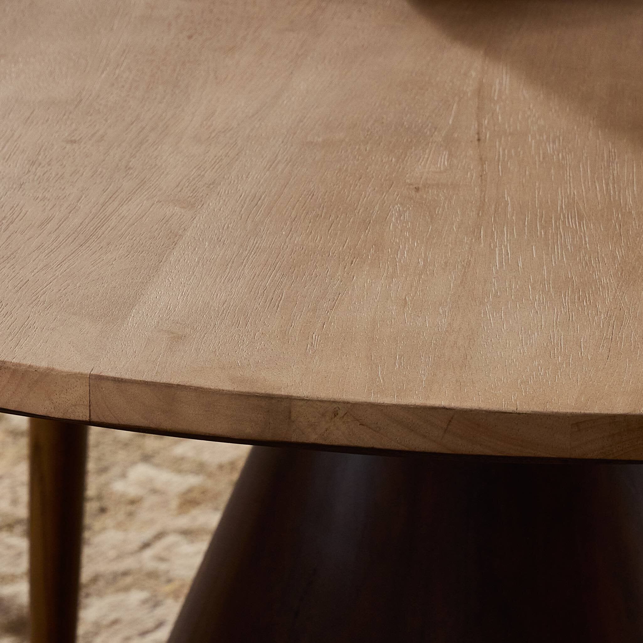 Four Hands Bronx Dining Table — Light Brushed Parawood-Dark Brown