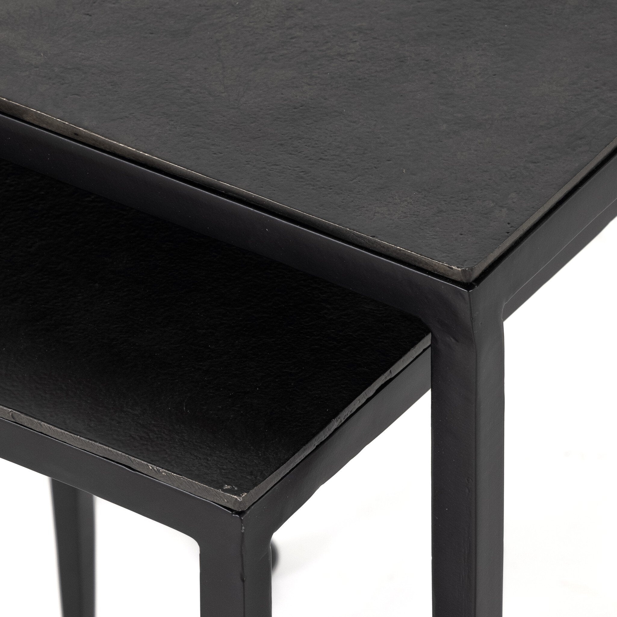 Four Hands Dalston Nesting End Table Set — Raw Black-Iron Matte Black