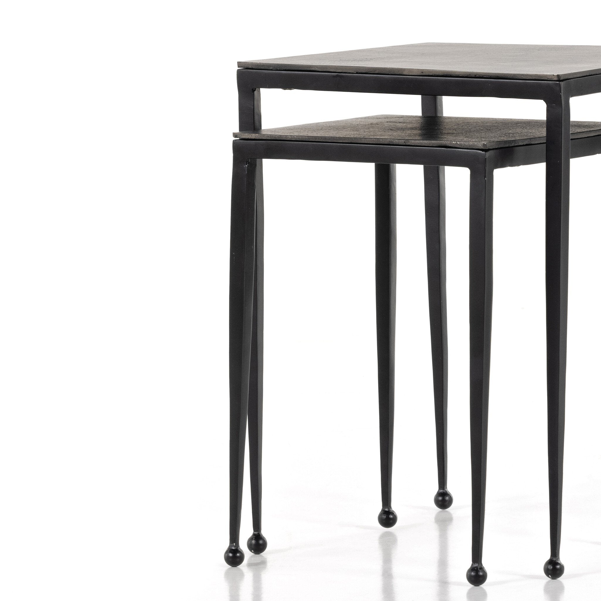 Four Hands Dalston Nesting End Table Set — Raw Black-Iron Matte Black