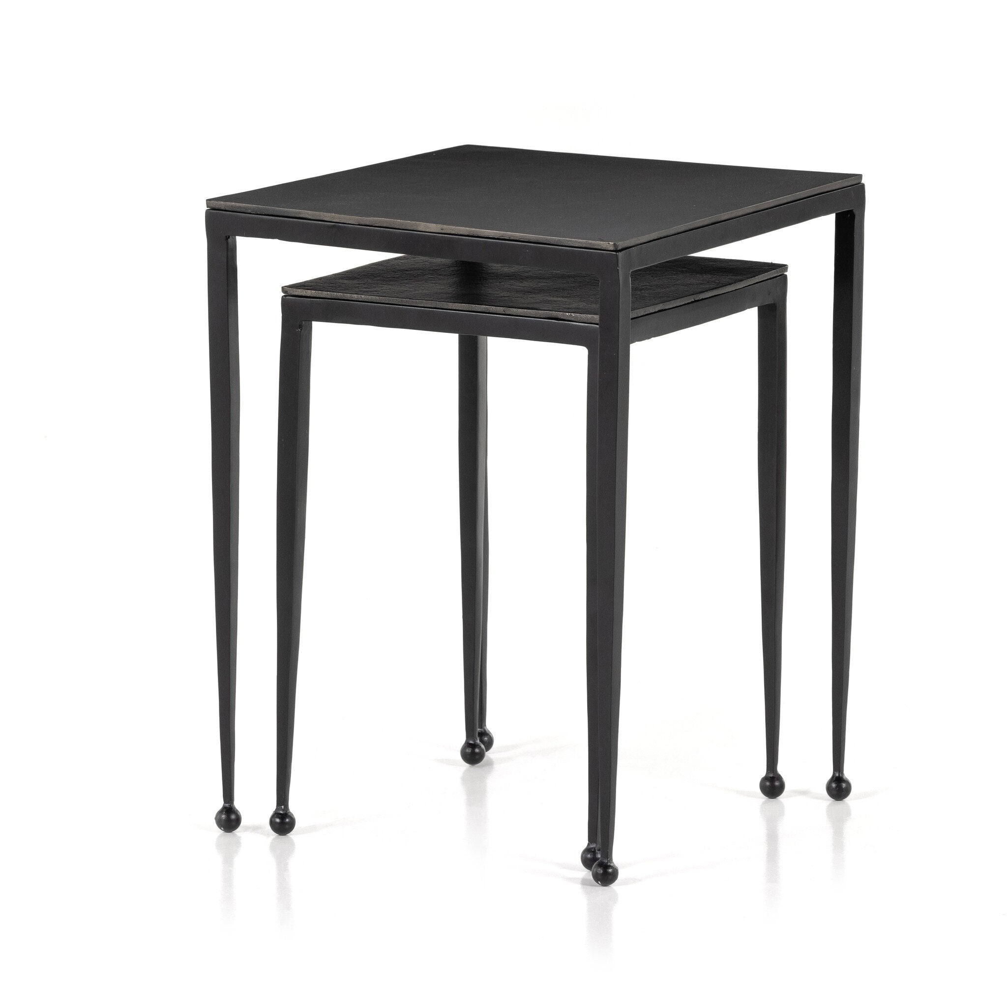 Four Hands Dalston Nesting End Table Set — Raw Black-Iron Matte Black