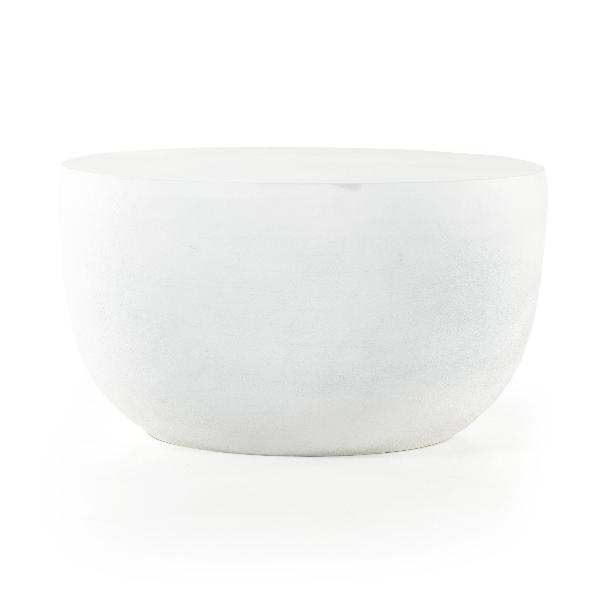 Four Hands Basil Outdoor End Table — Matte White Cast Aluminum