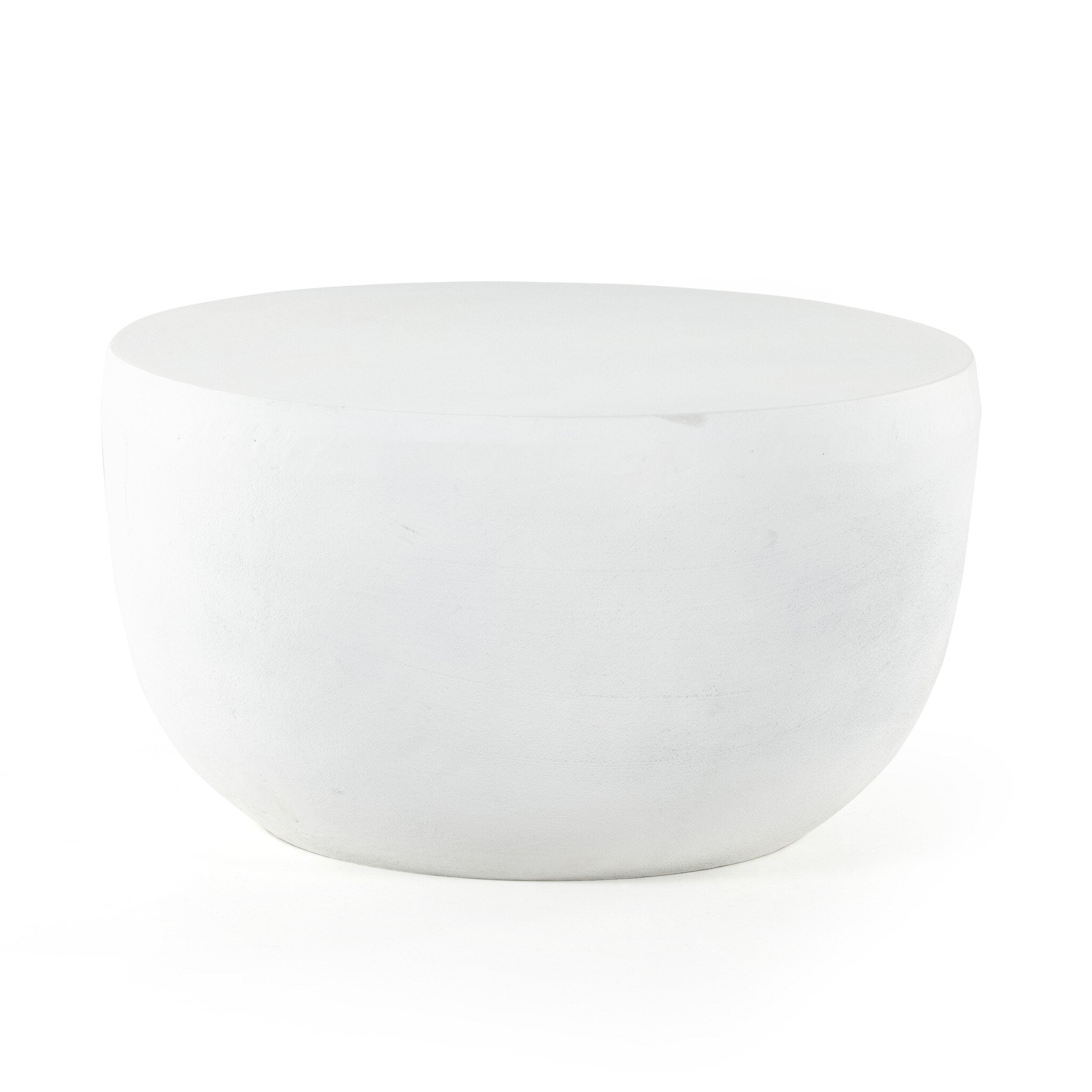 Four Hands Basil Outdoor End Table — Matte White Cast Aluminum