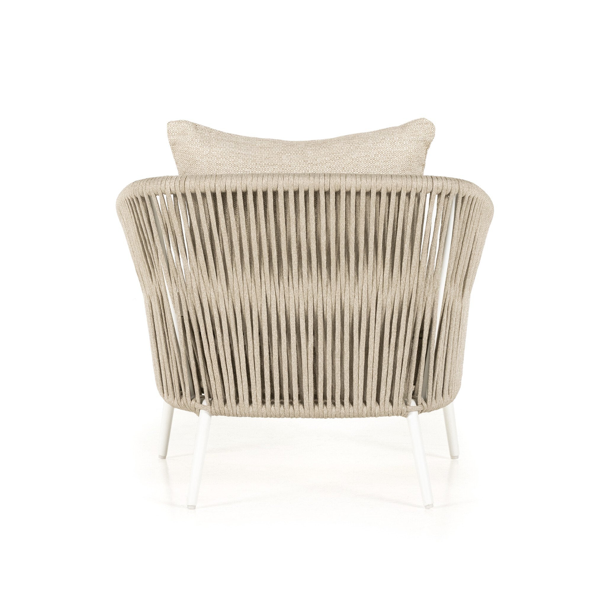 Four Hands Porto Outdoor Chair — Faye Sand-White Aluminum-Ivory Rope