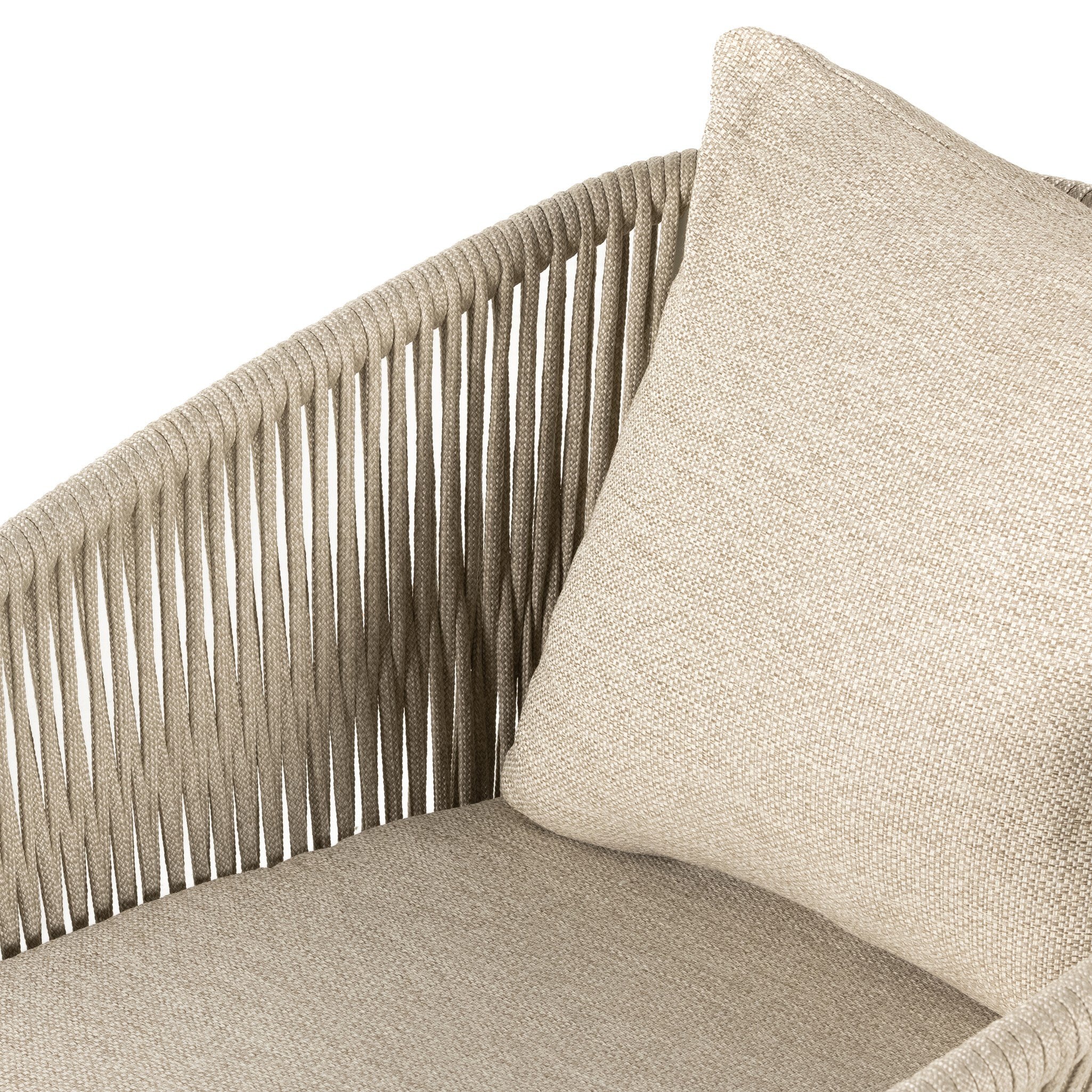 Four Hands Porto Outdoor Chair — Faye Sand-White Aluminum-Ivory Rope