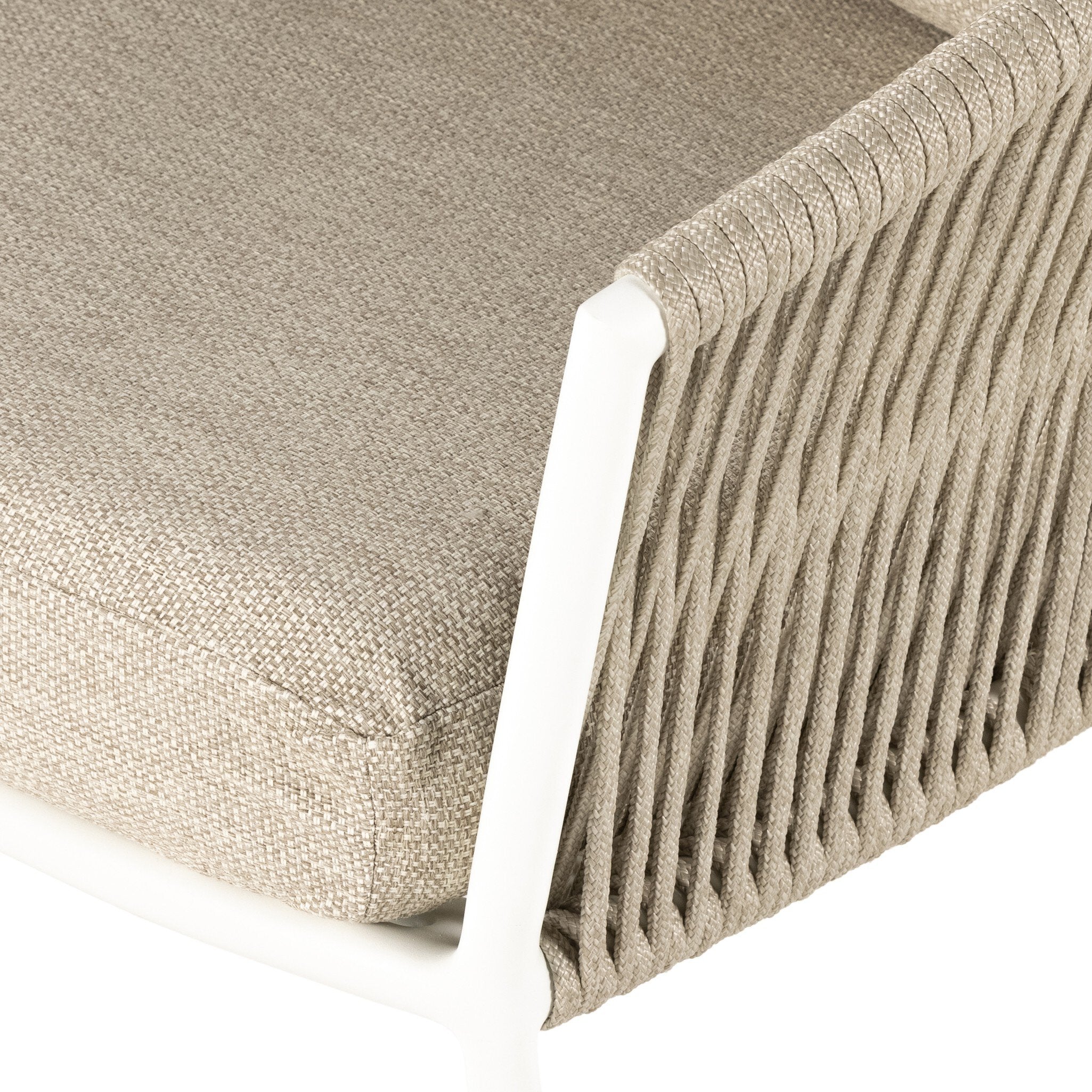 Four Hands Porto Outdoor Chair — Faye Sand-White Aluminum-Ivory Rope