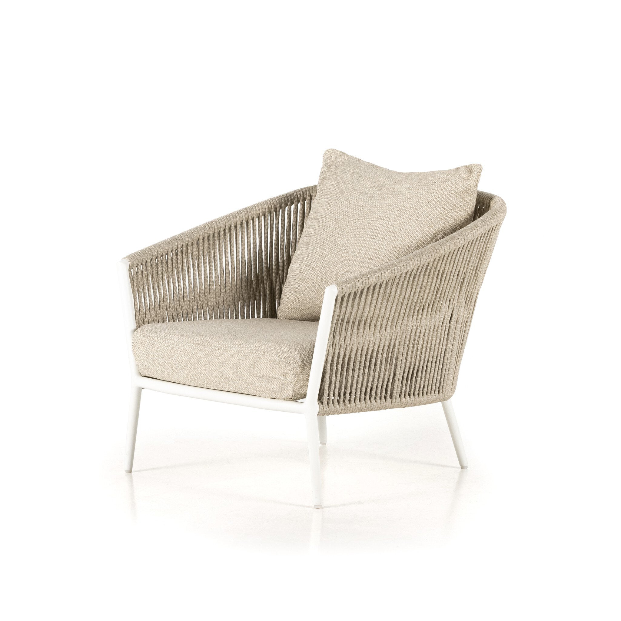 Four Hands Porto Outdoor Chair — Faye Sand-White Aluminum-Ivory Rope