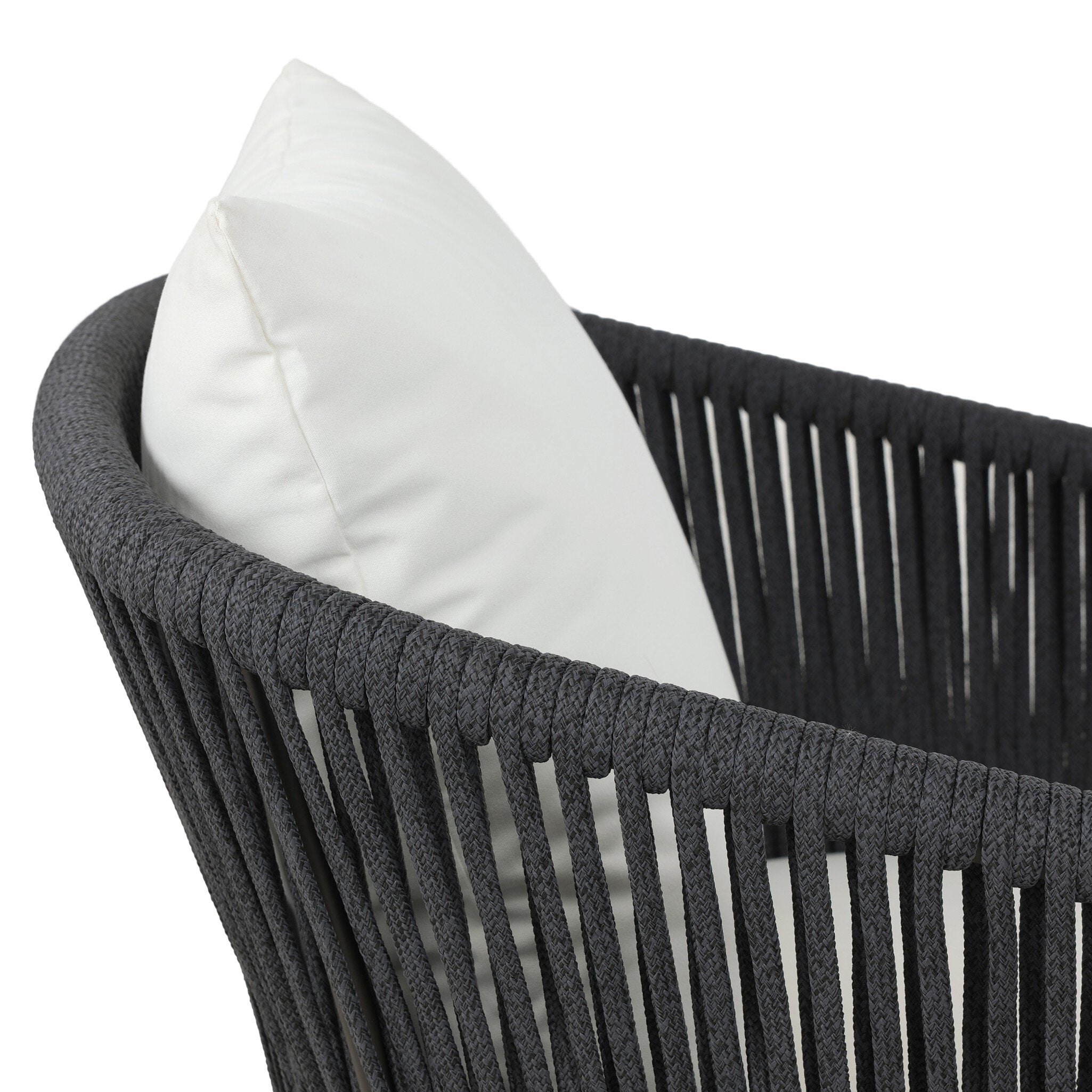Four Hands Porto Outdoor Chair — Arashi Salt-Bronze-Thick Dark Grey Rope