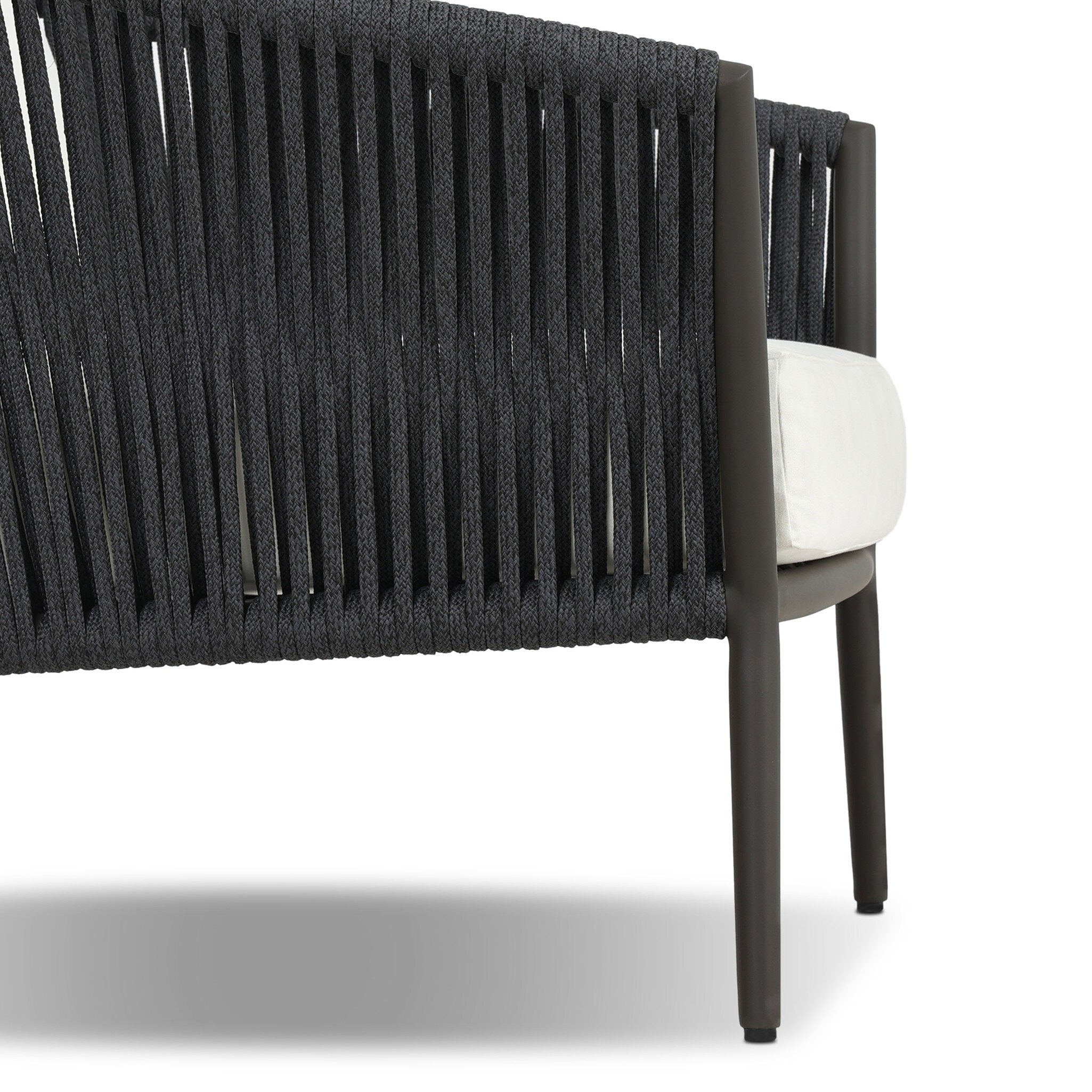 Four Hands Porto Outdoor Chair — Arashi Salt-Bronze-Thick Dark Grey Rope