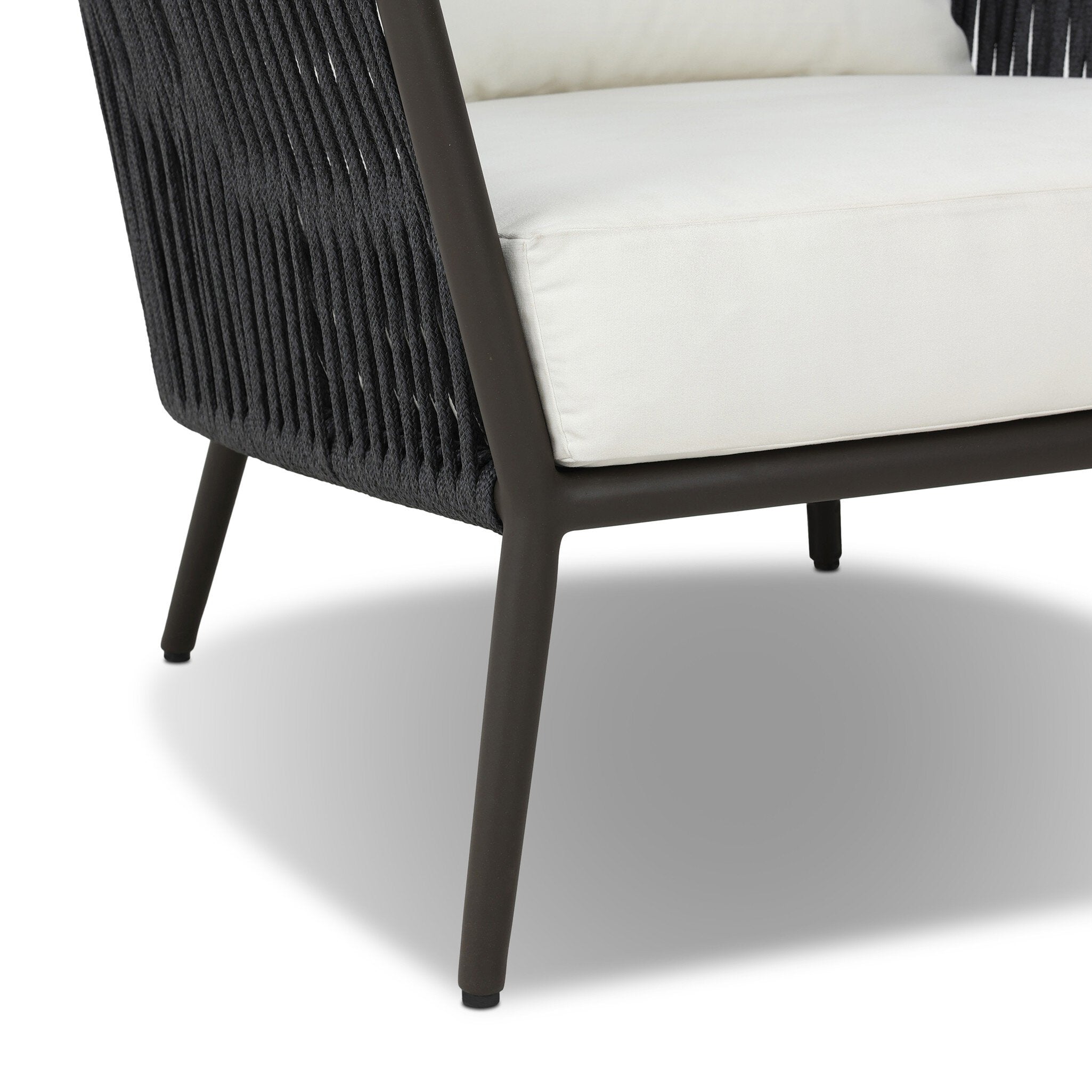 Four Hands Porto Outdoor Chair — Arashi Salt-Bronze-Thick Dark Grey Rope