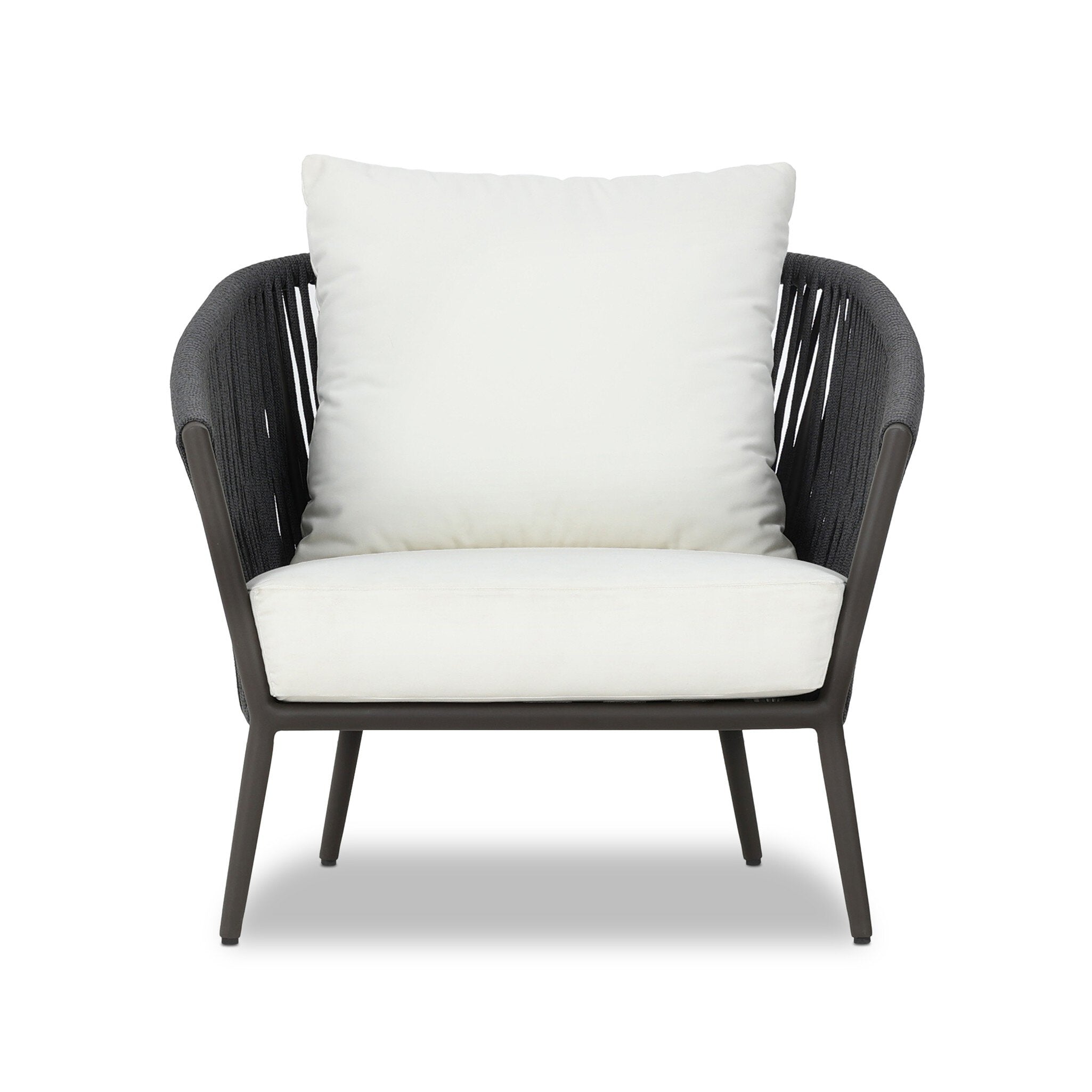 Four Hands Porto Outdoor Chair — Arashi Salt-Bronze-Thick Dark Grey Rope