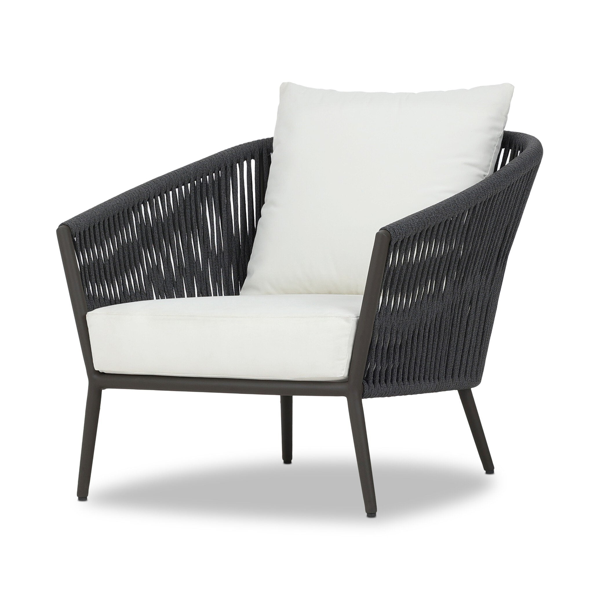 Four Hands Porto Outdoor Chair — Arashi Salt-Bronze-Thick Dark Grey Rope