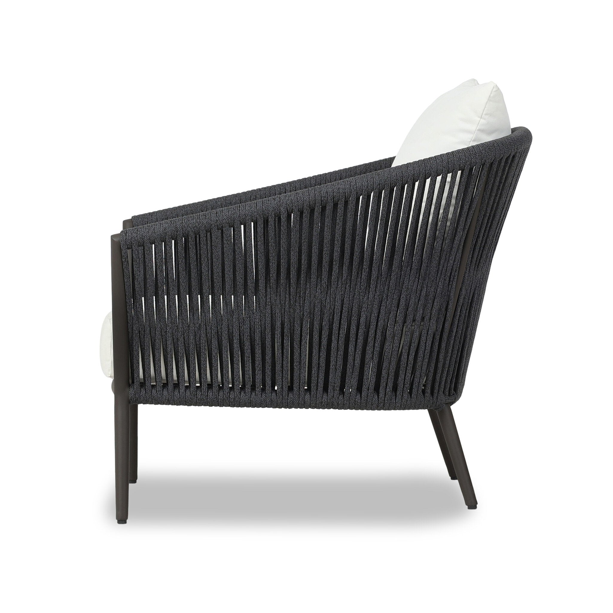 Four Hands Porto Outdoor Chair — Arashi Salt-Bronze-Thick Dark Grey Rope