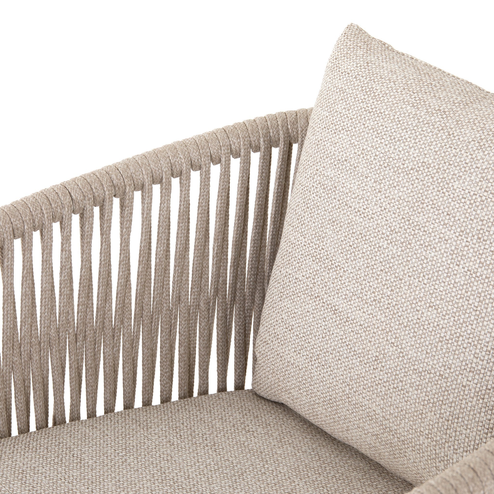 Four Hands Porto Outdoor Dining Chair — White Aluminum-Faye Sand-Ivory Rope