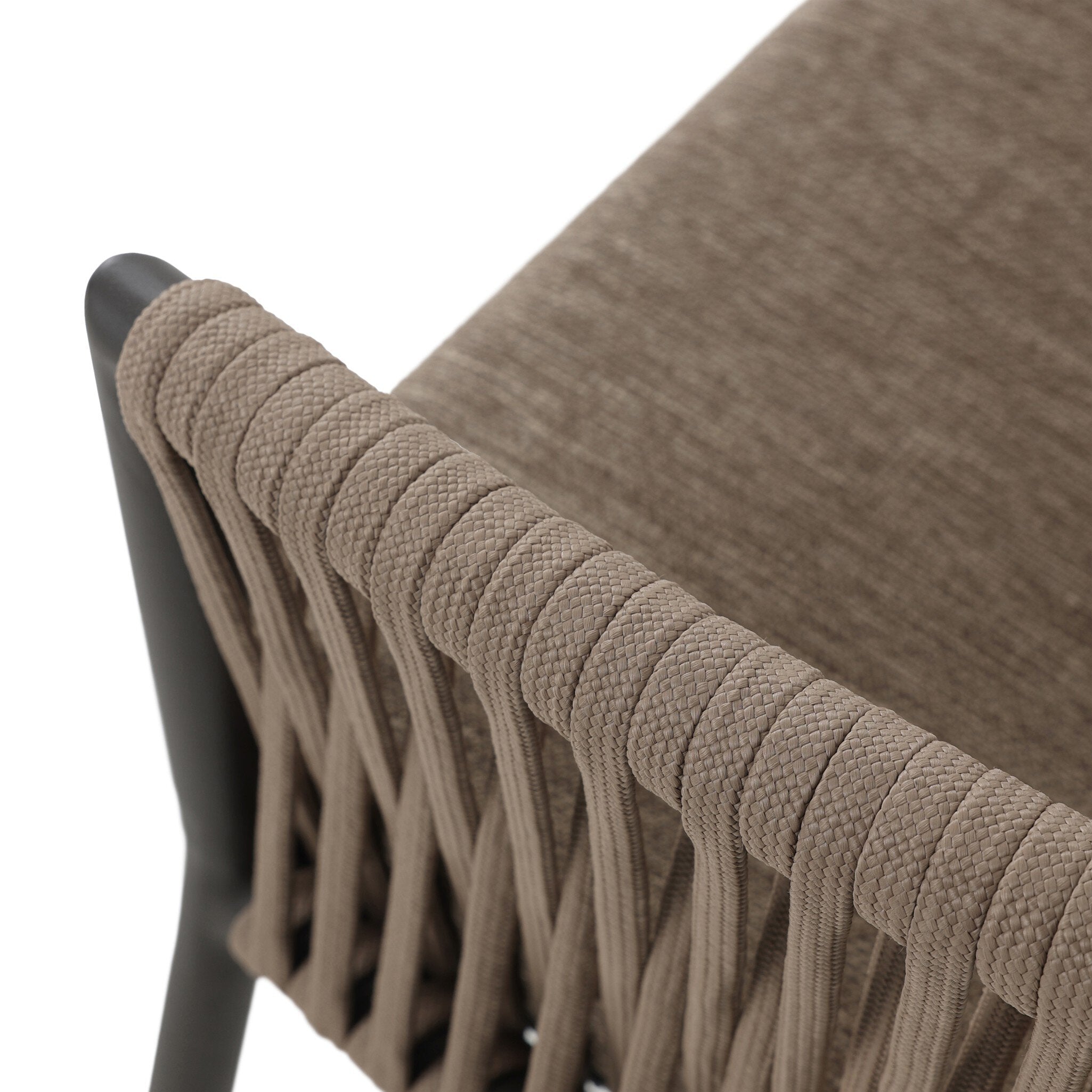 Four Hands Porto Outdoor Dining Chair — Bronze-Ellor Brown-Khaki Rope