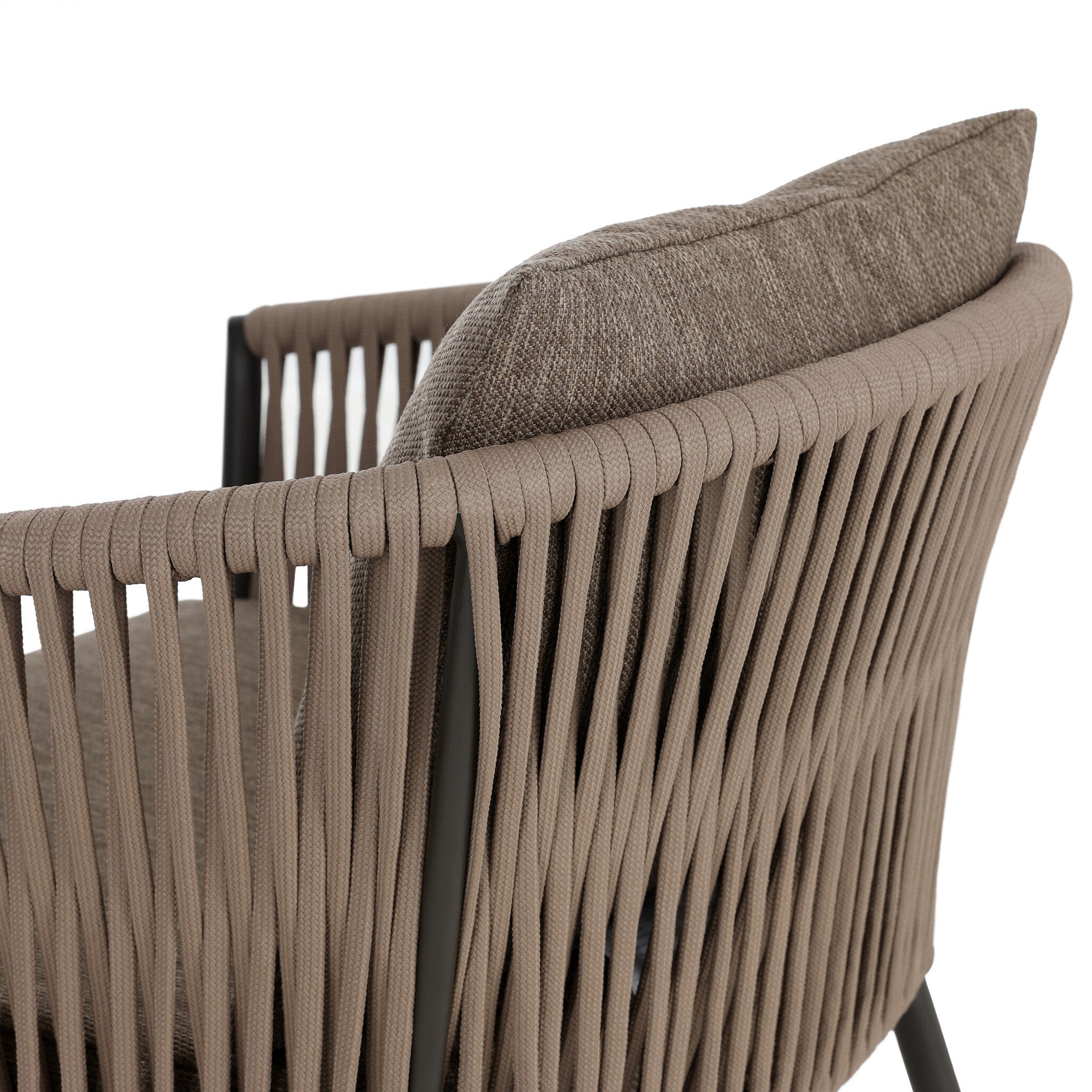 Four Hands Porto Outdoor Dining Chair — Bronze-Ellor Brown-Khaki Rope