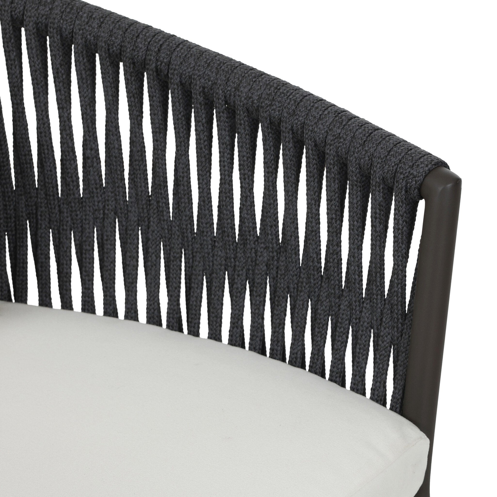 Four Hands Porto Outdoor Dining Chair — Bronze-Arashi Salt-Thick Dark Grey Rope
