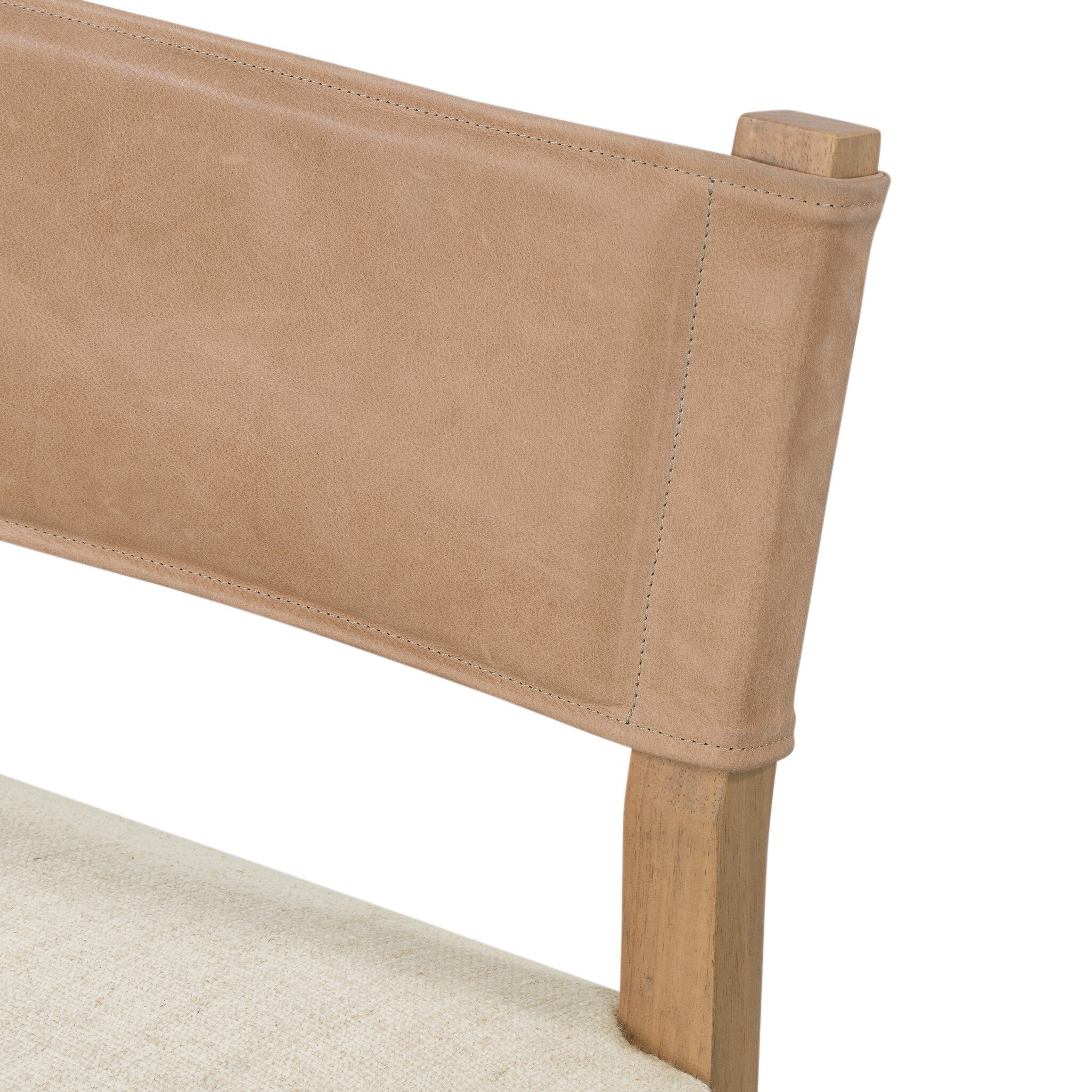 Four Hands Ferris Dining Chair — Winchester Beige-Thames Cream-Burnished Parawood