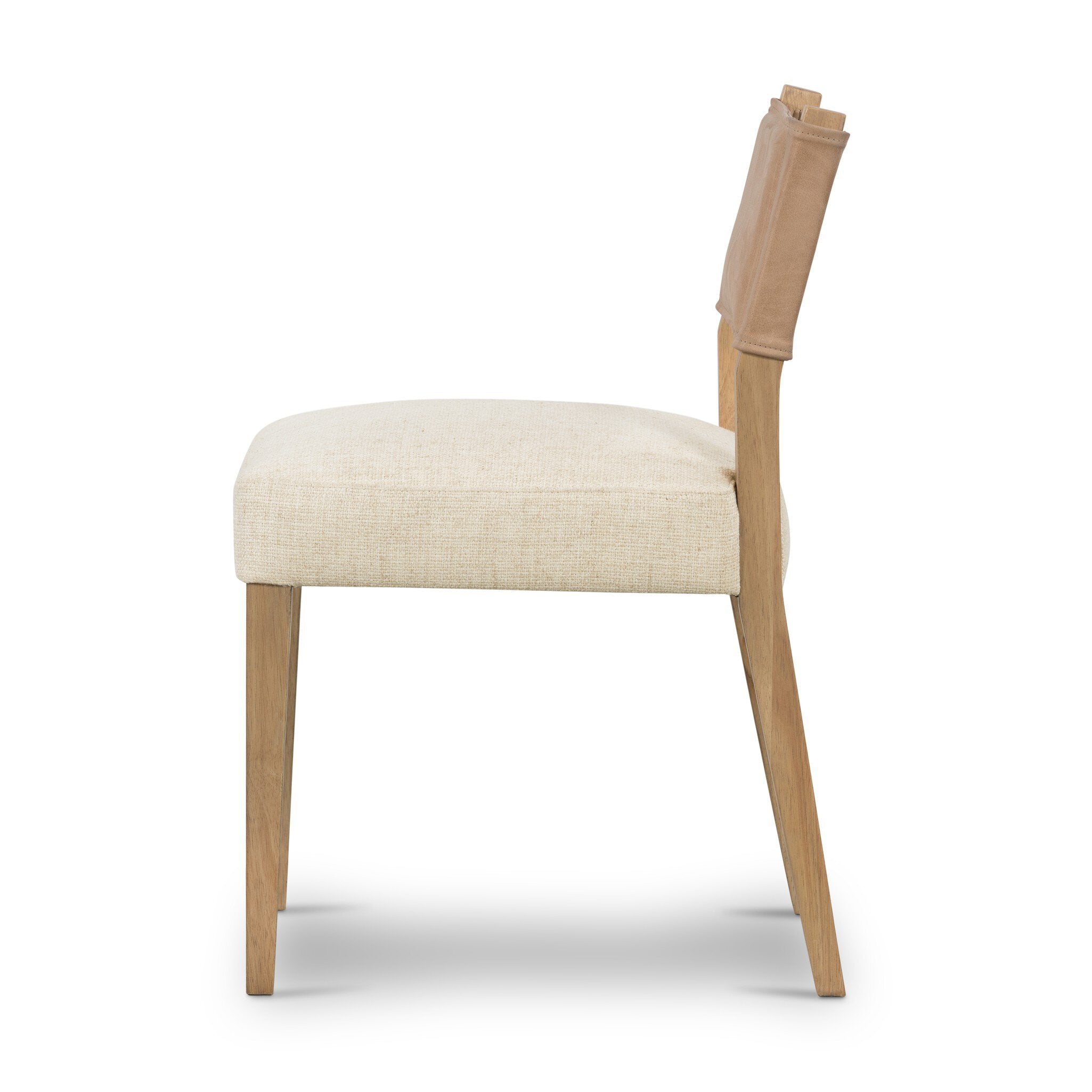 Four Hands Ferris Dining Chair — Winchester Beige-Thames Cream-Burnished Parawood